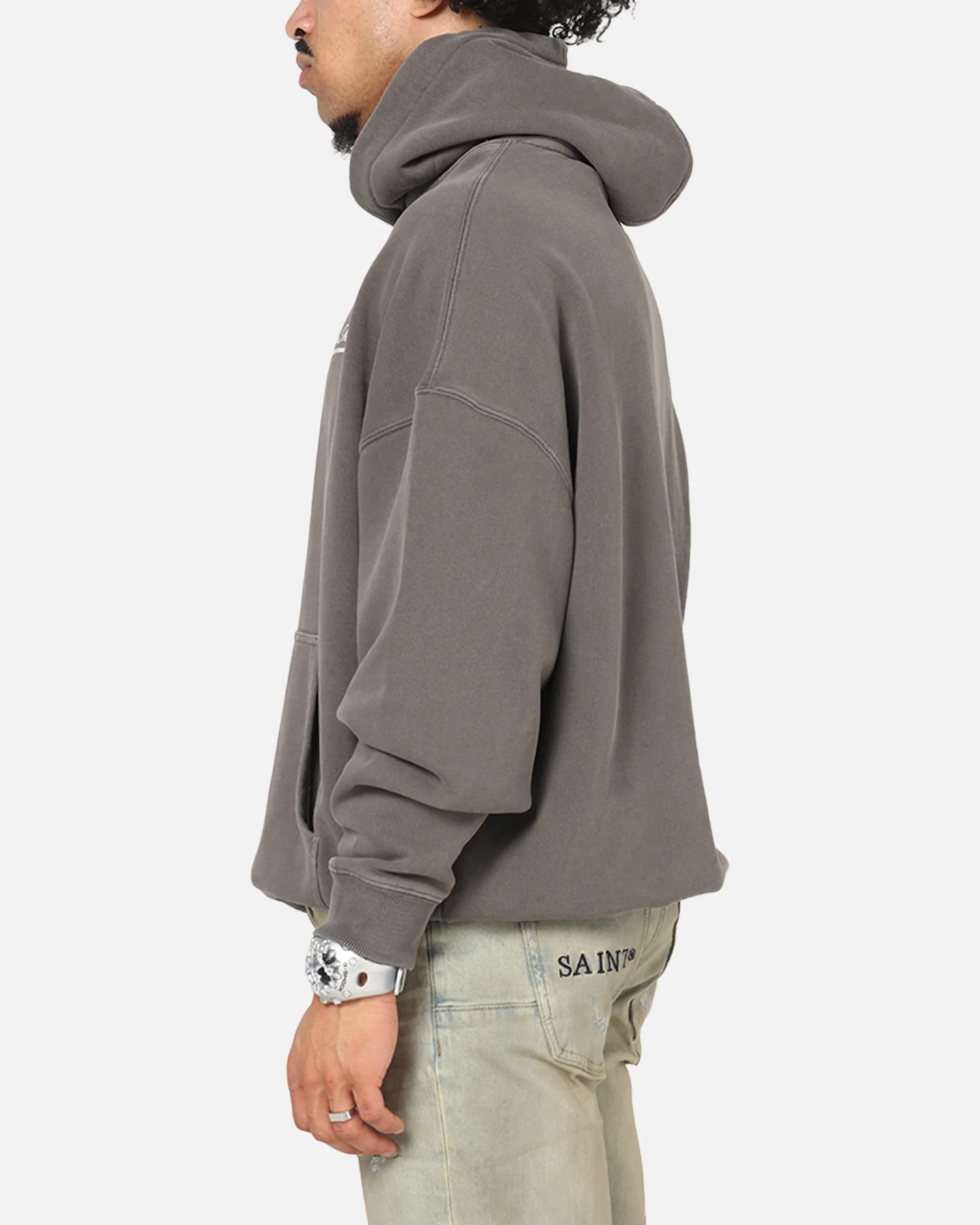 Saint Morta Studios Logo Boxy Hoodie Washed Black - Image 5