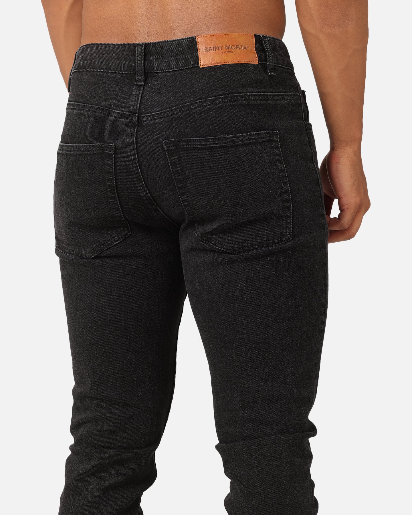 Saint Morta Tapered Denim Jeans Washed Black - Image 8