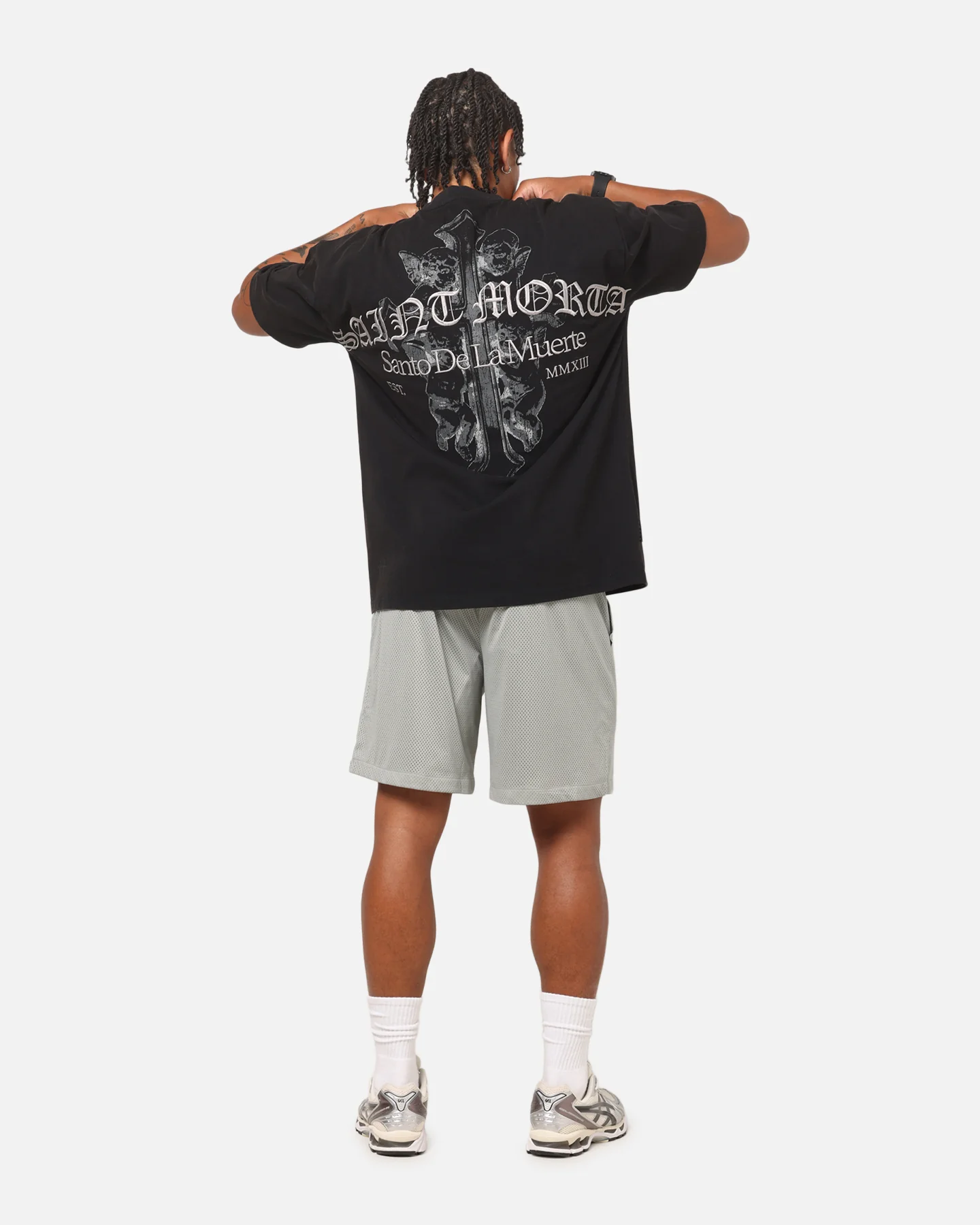 Saint Morta The Cross Boxy T-Shirt Black Acidwash - Image 4