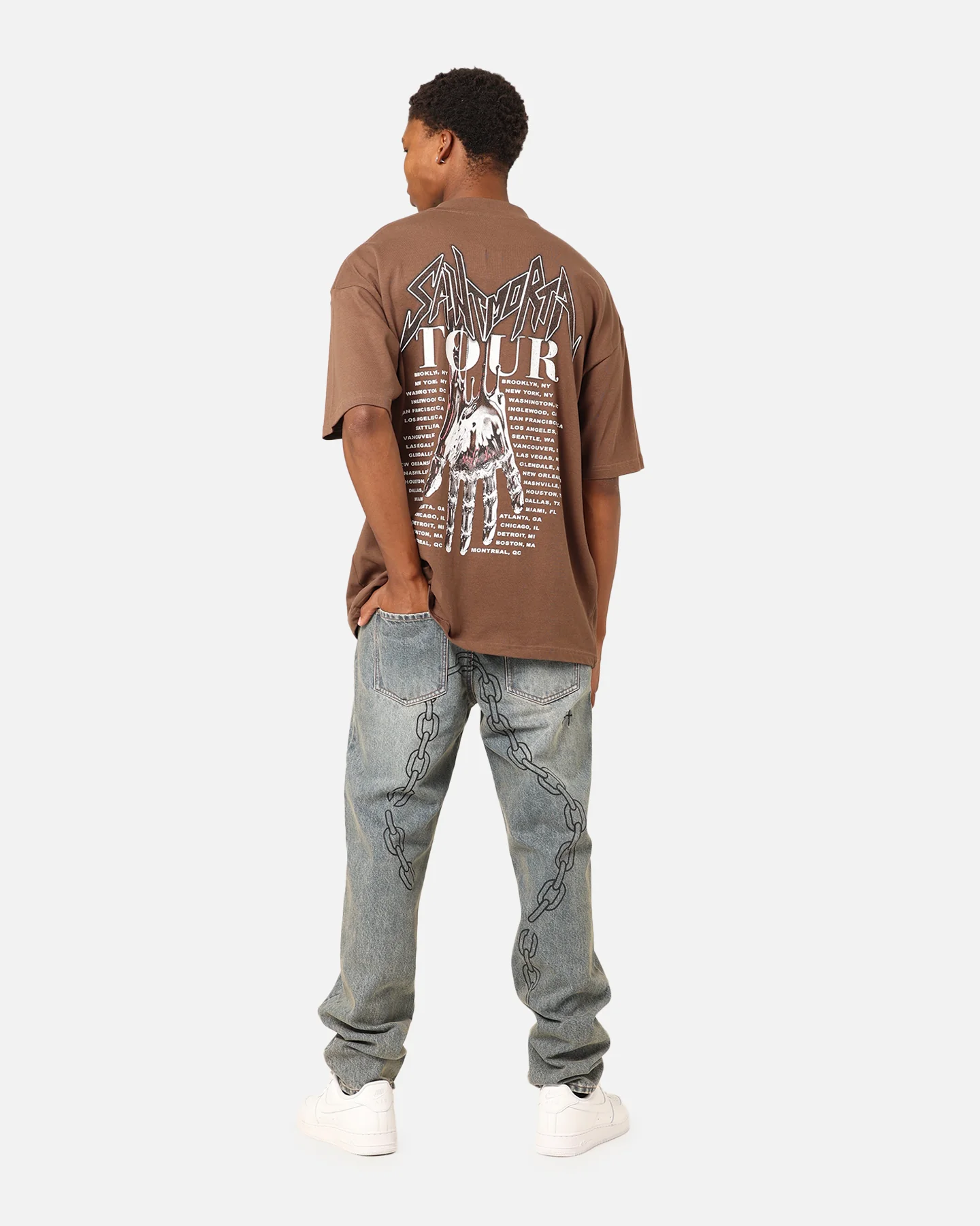 Saint Morta Tour Mock T-Shirt Brown - Image 7