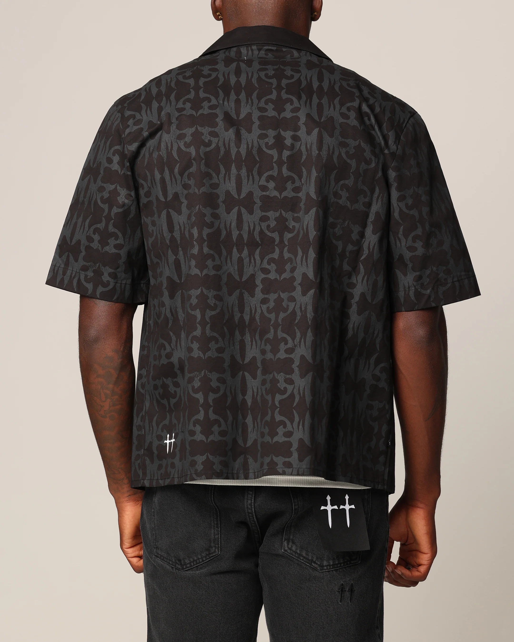 Saint Morta Tribal Short Sleeve T-Shirt Black/Black - Image 3