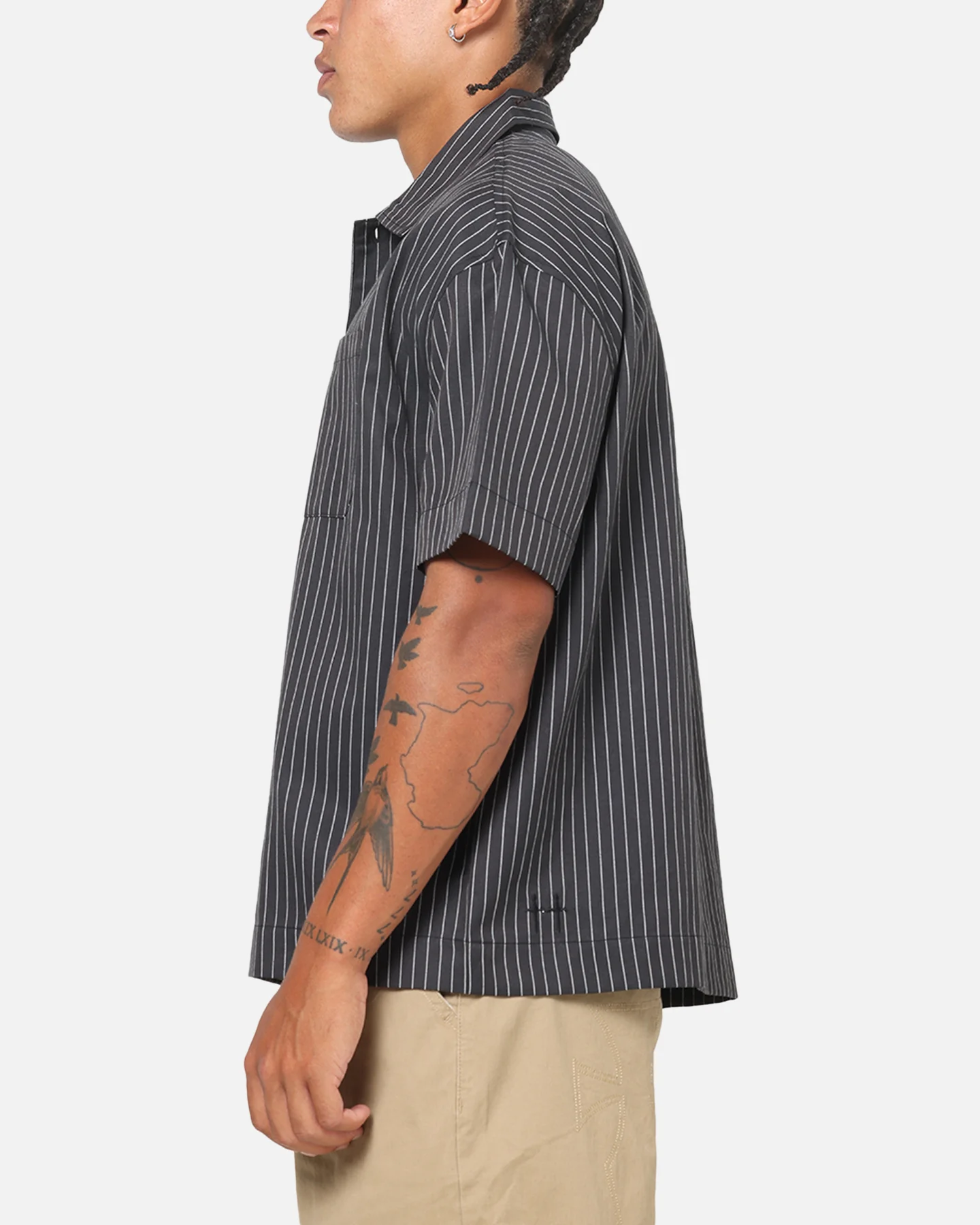 Saint Morta Valhala Pinstripe Button Up Shirt Black/White - Image 6
