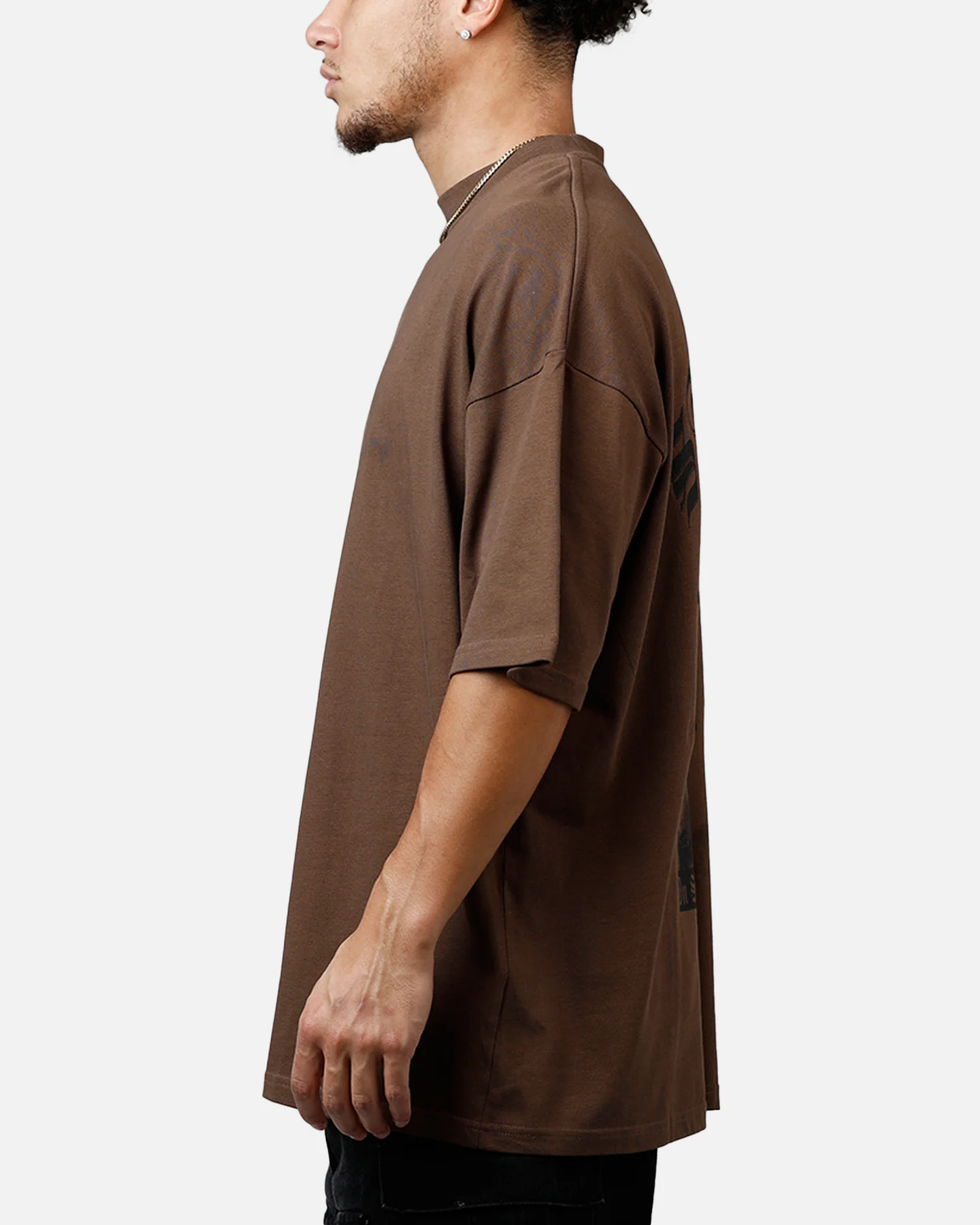 Saint Morta Virtues Mock Neck T-Shirt Brown - Image 5