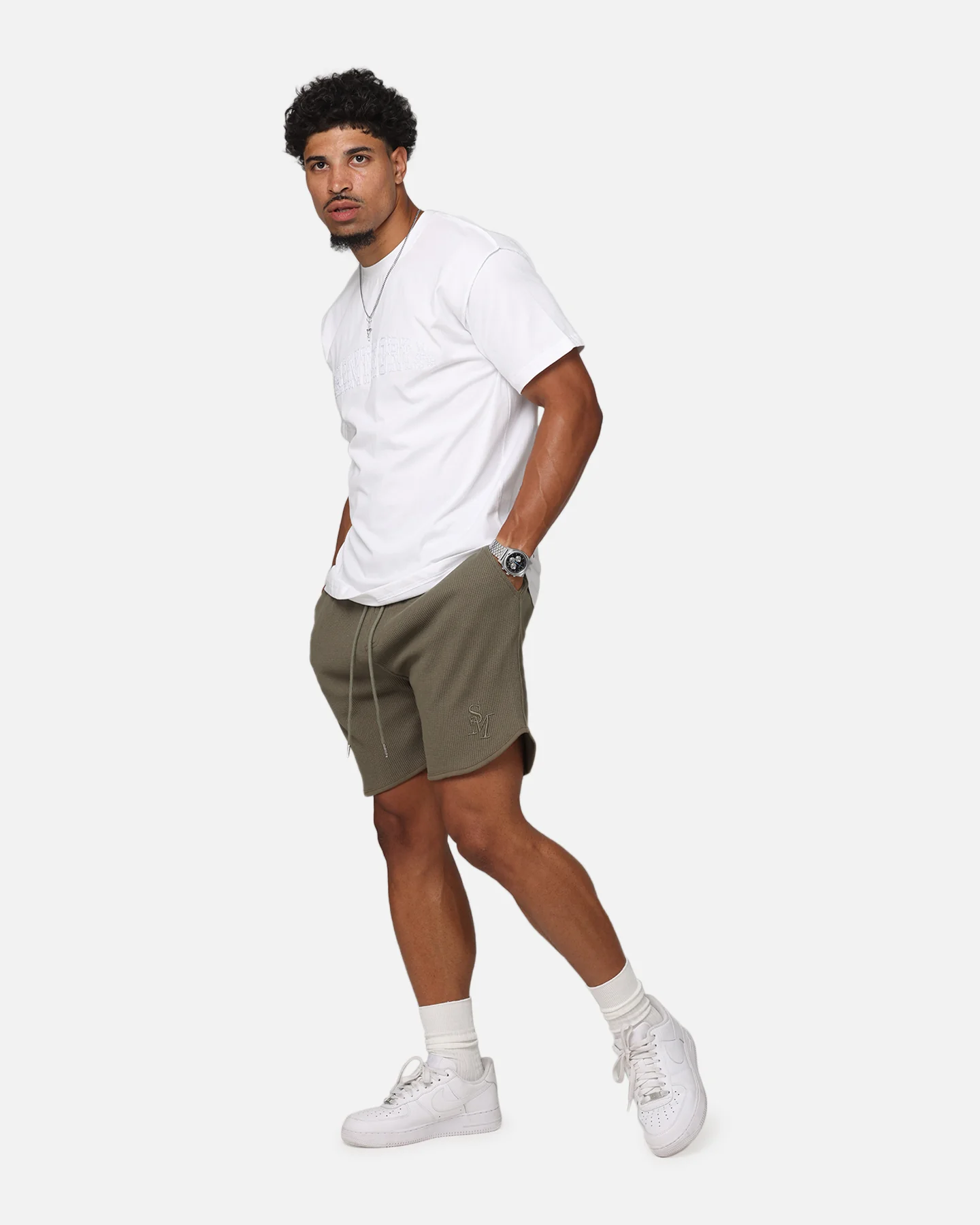Saint Morta Waffle Shorts Khaki - Image 2