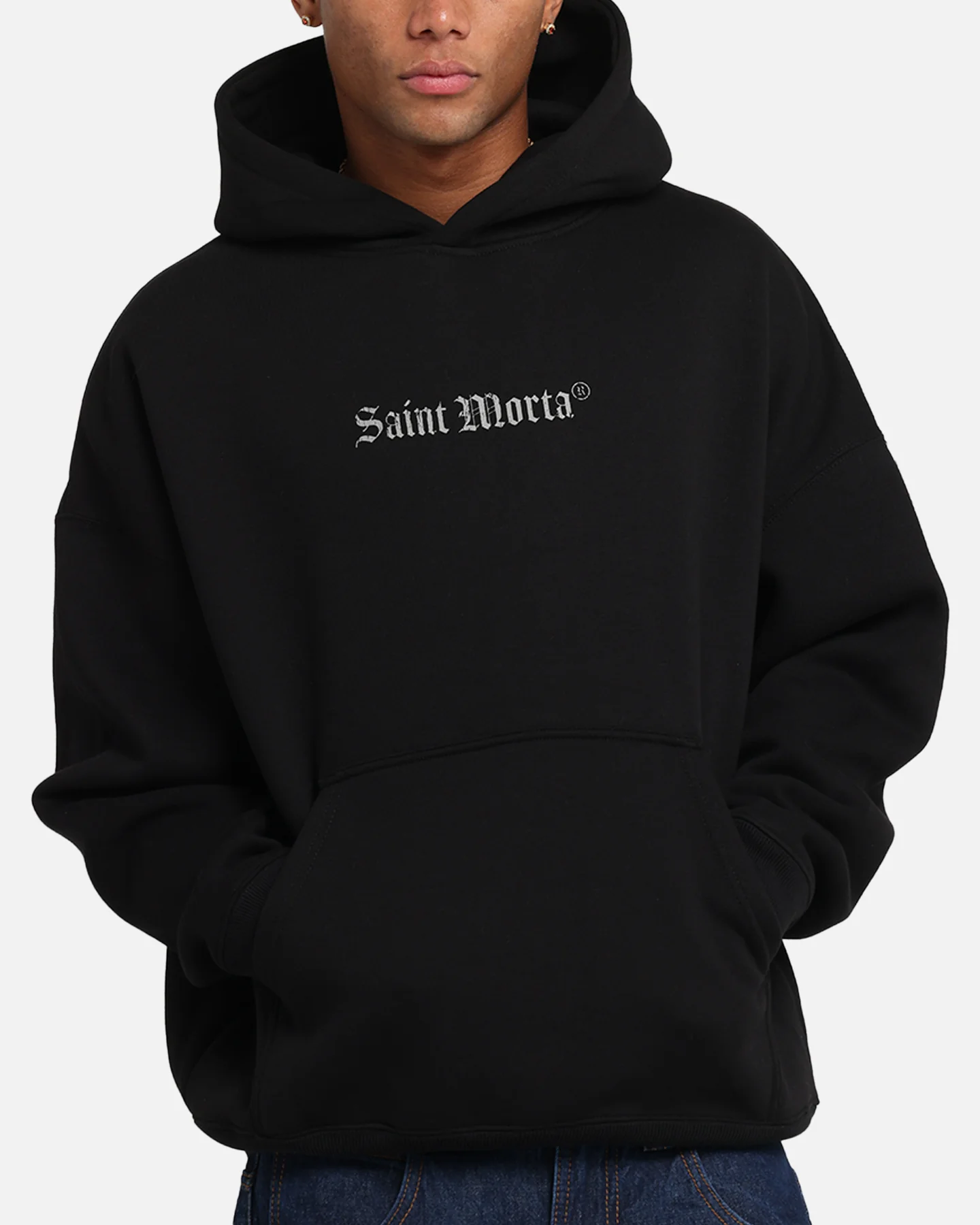 Saint Morta Weiry Hearts Boxy Hoodie Black - Image 8