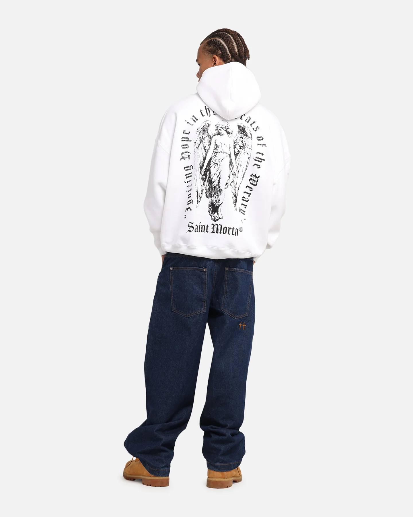 Saint Morta Weiry Hearts Boxy Hoodie White - Image 3