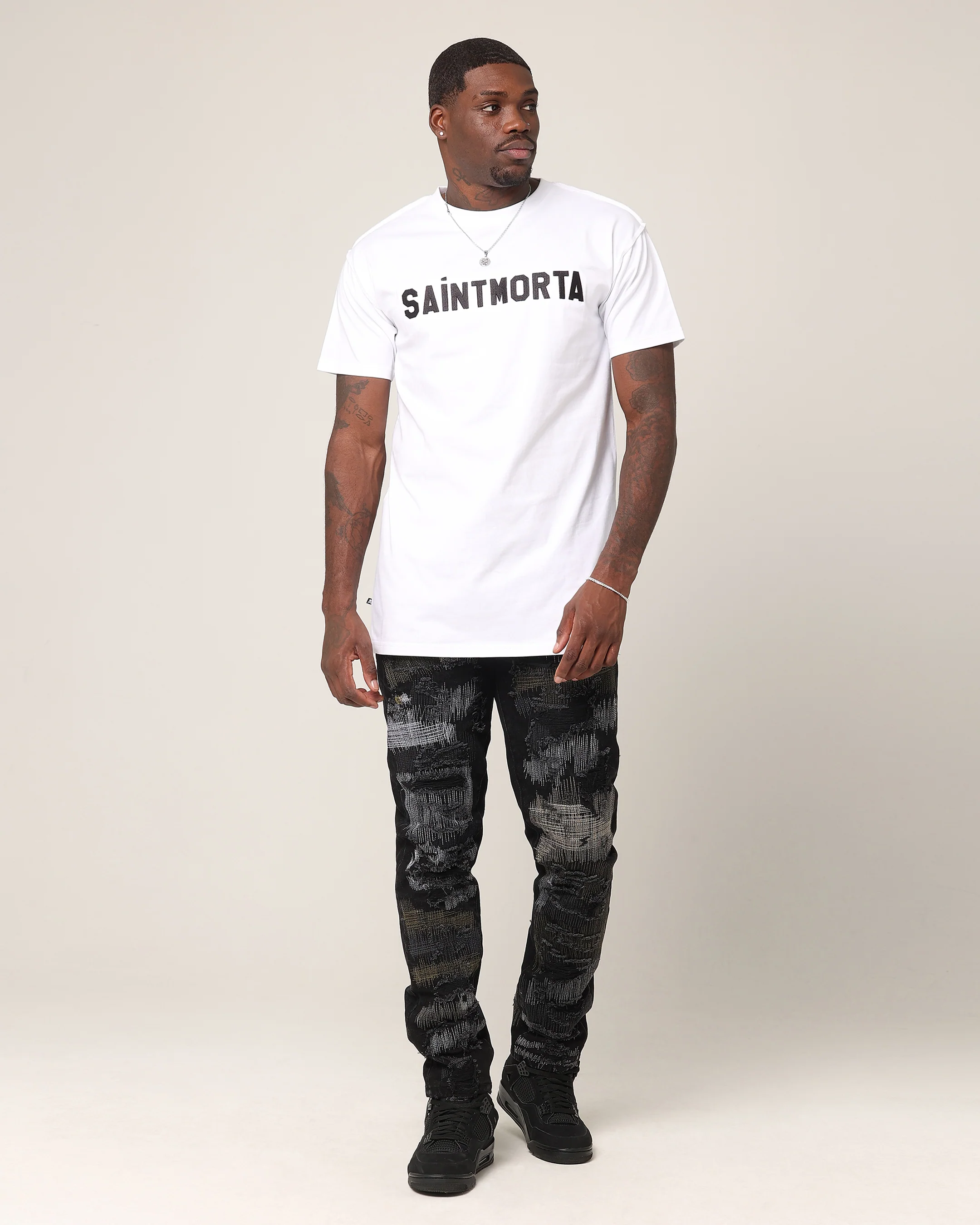 Saint Morta Yearbook Lafayette T-Shirt White/Black - Image 4