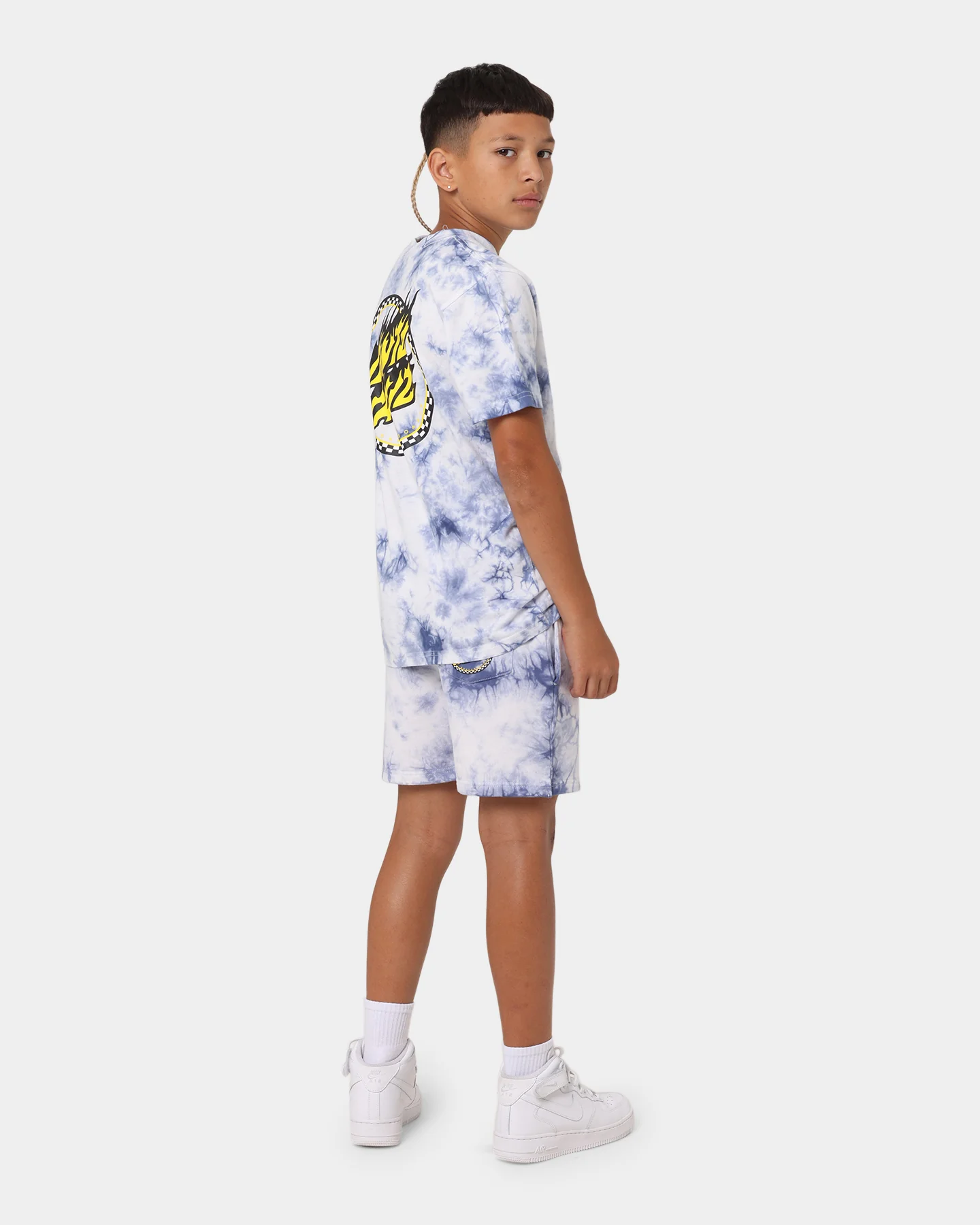Santa Cruz Kids' Checked Out Flamed Dot Front T-Shirt Blue Tie Dye - Image 3