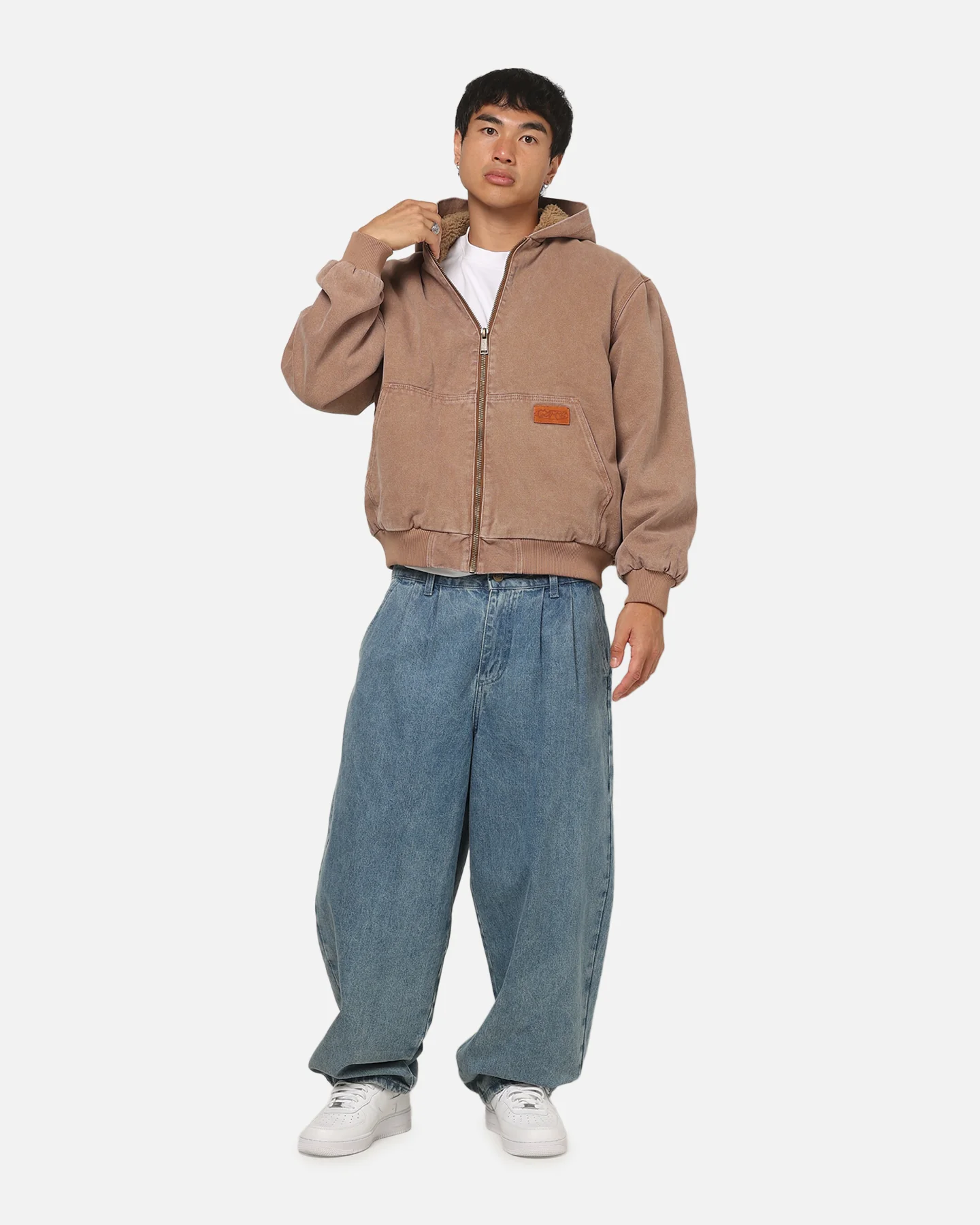 Carre Sherpa Lined Hoodie Washed Tan - Image 2