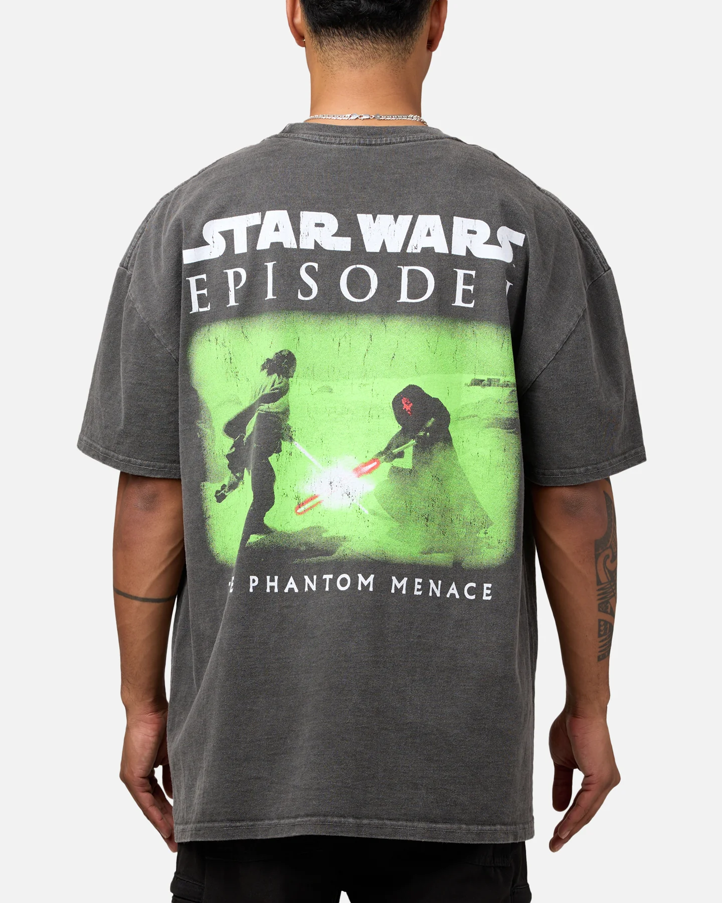 Star Wars Qui Gon Jinn Heavyweight T-Shirt Black Wash - Image 2