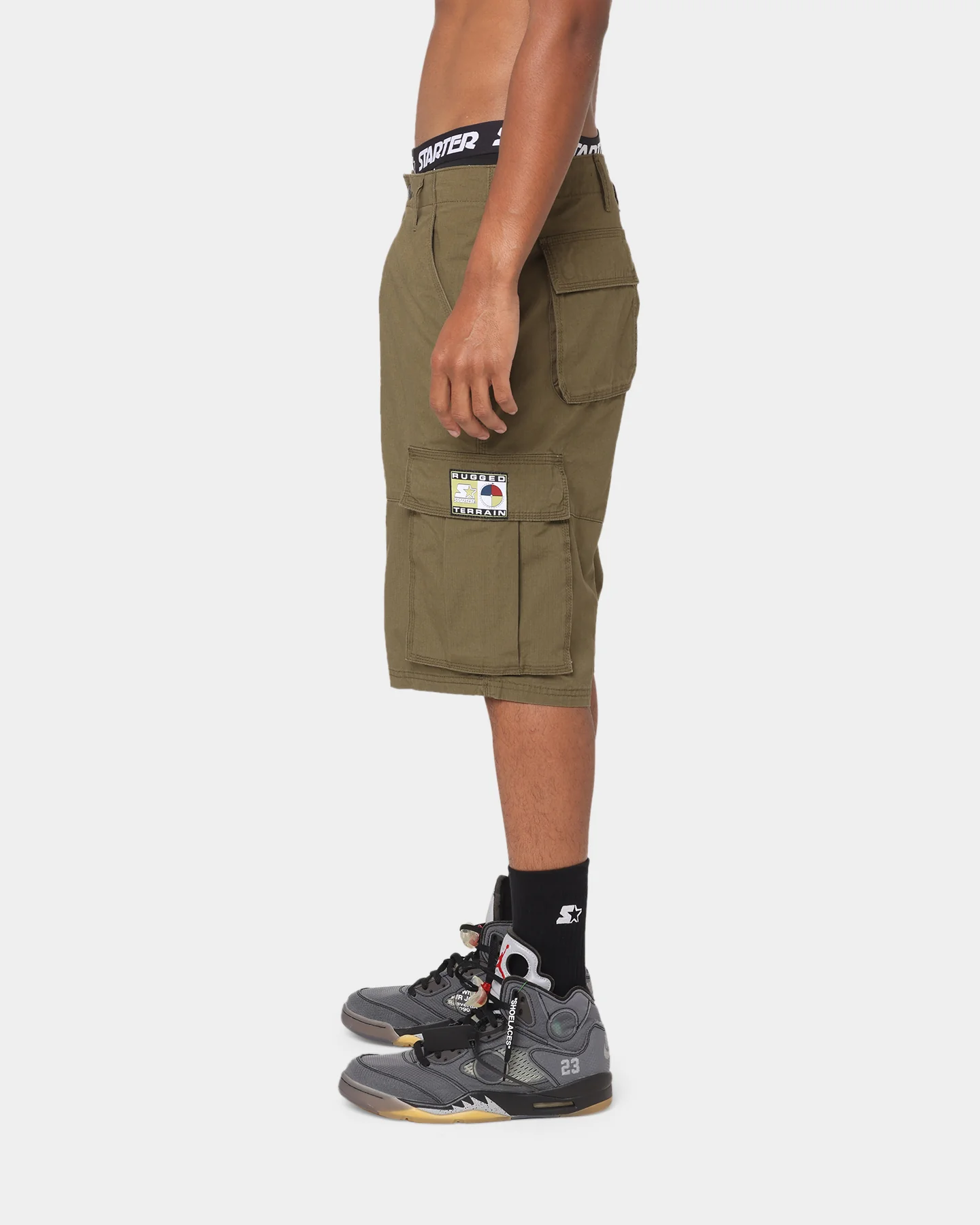 Starter Rugged Terrain Cargo Shorts Khaki Green - Image 6