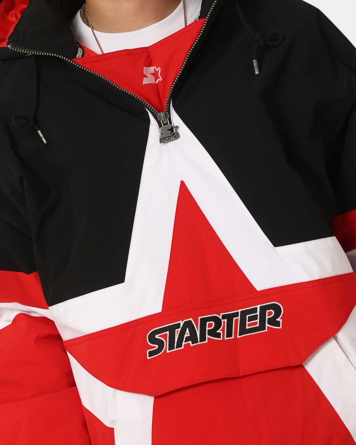 Starter Superstar Anorak Jacket Black/Red - Image 9