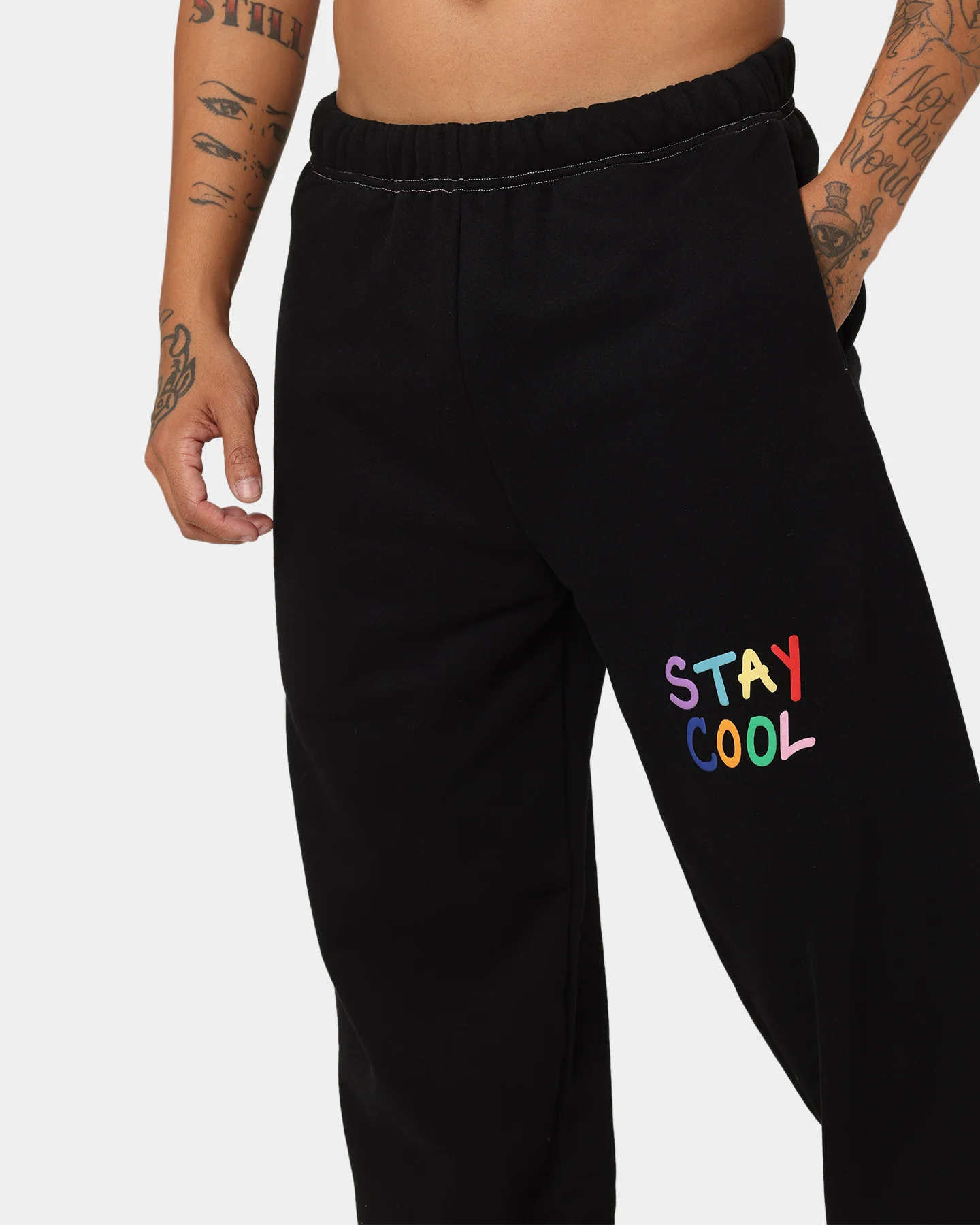STAYCOOLNYC Puff Paint Sweat Pants Black - Image 7