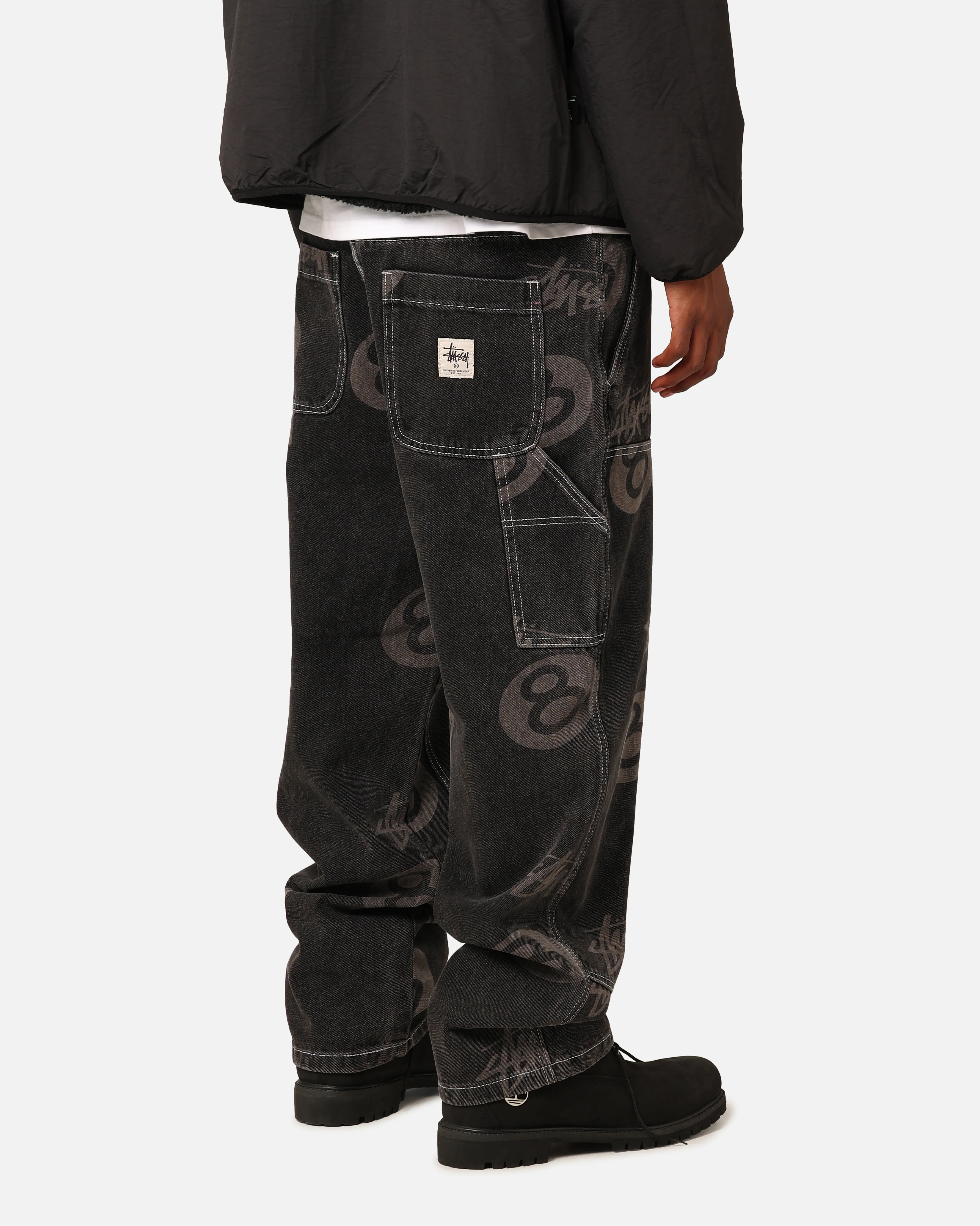 Stüssy Stock 8 Ball Carpenter Jeans Black Denim - Image 3