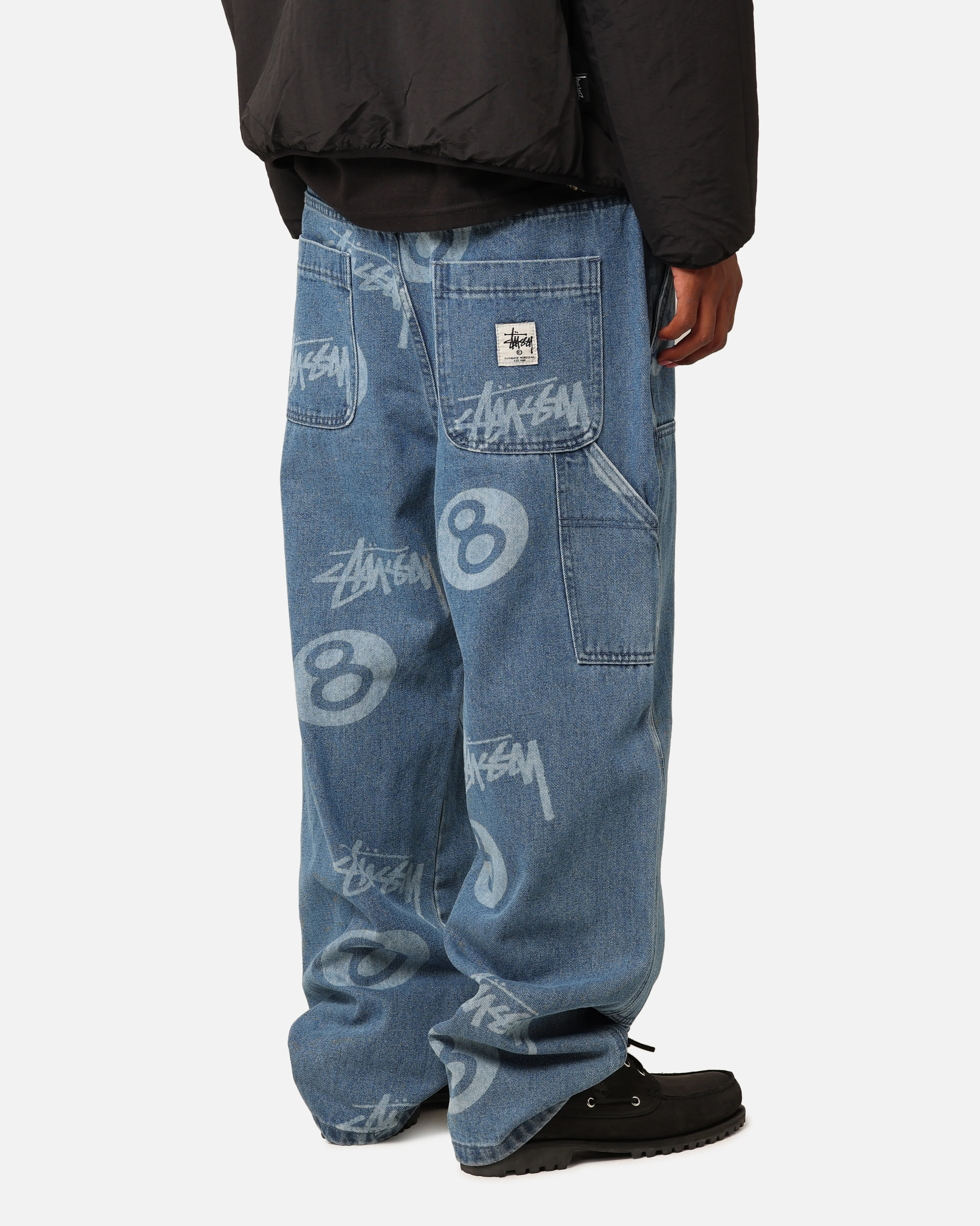 Stüssy Stock 8 Ball Carpenter Jeans Mid Blue Denim - Image 2