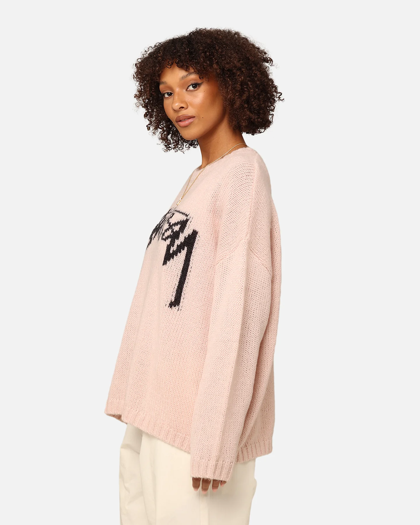 Stüssy Women's Smooth Stock Oversized Knitted Sweater Washed Pink - Image 6