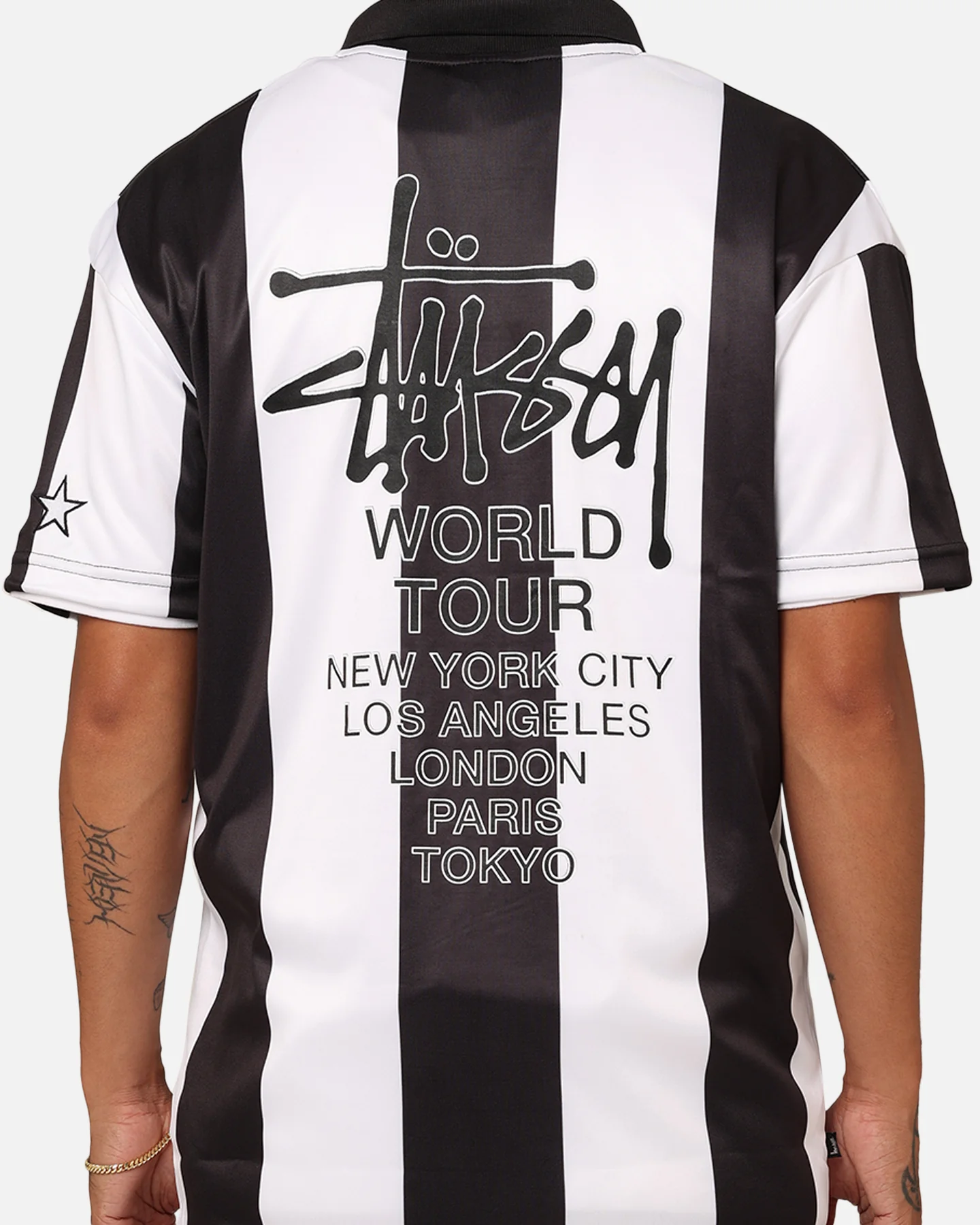 Stussy Football Polo Shirt Black/White - Image 5