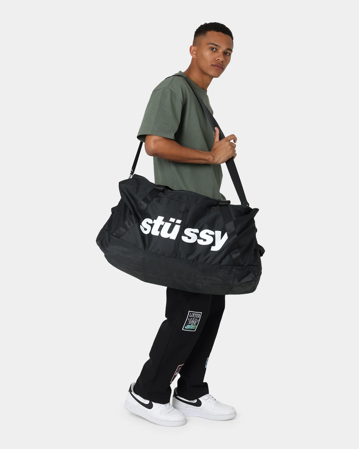 Stussy Italic Duffle Bag Black - Image 8