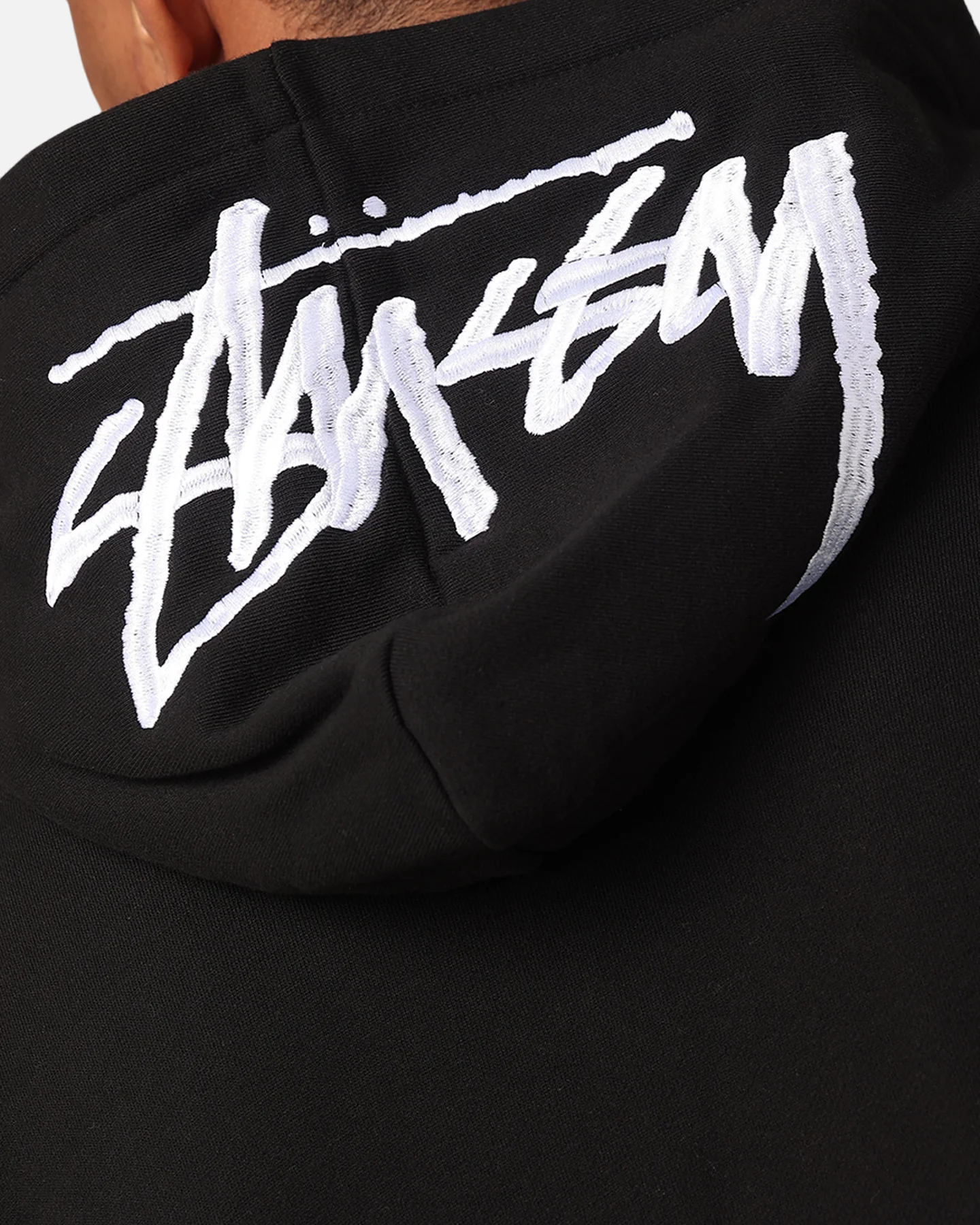 Stussy Stock Embroidery Full Zip Hoodie Black - Image 7
