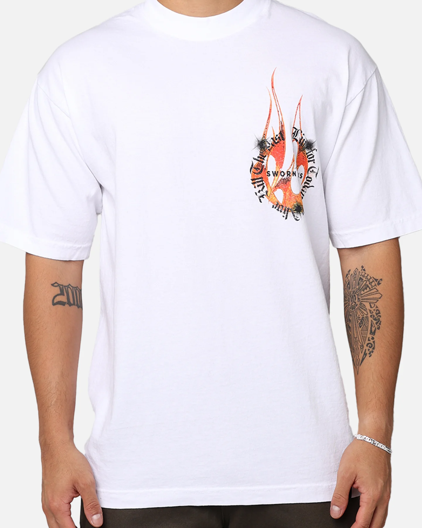 Sworn To Us Pyro Angel T-Shirt White - Image 4