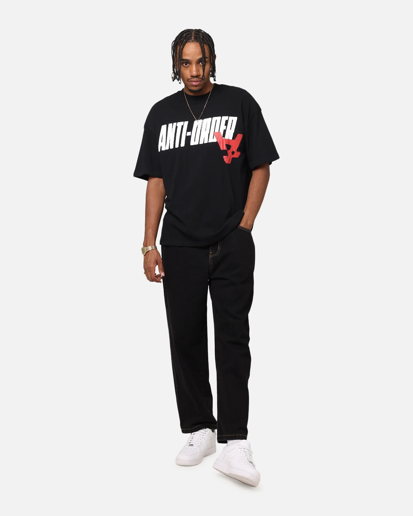 The Anti Order Anti Stacked Drop Shoulder T-Shirt Black - Image 3