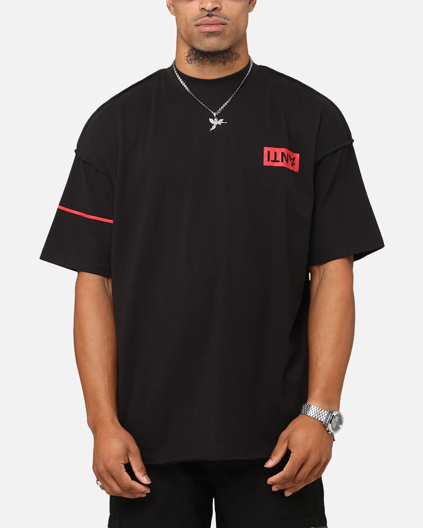The Anti Order Azero Non Seam Oversized T-Shirt Black/Red - Image 2