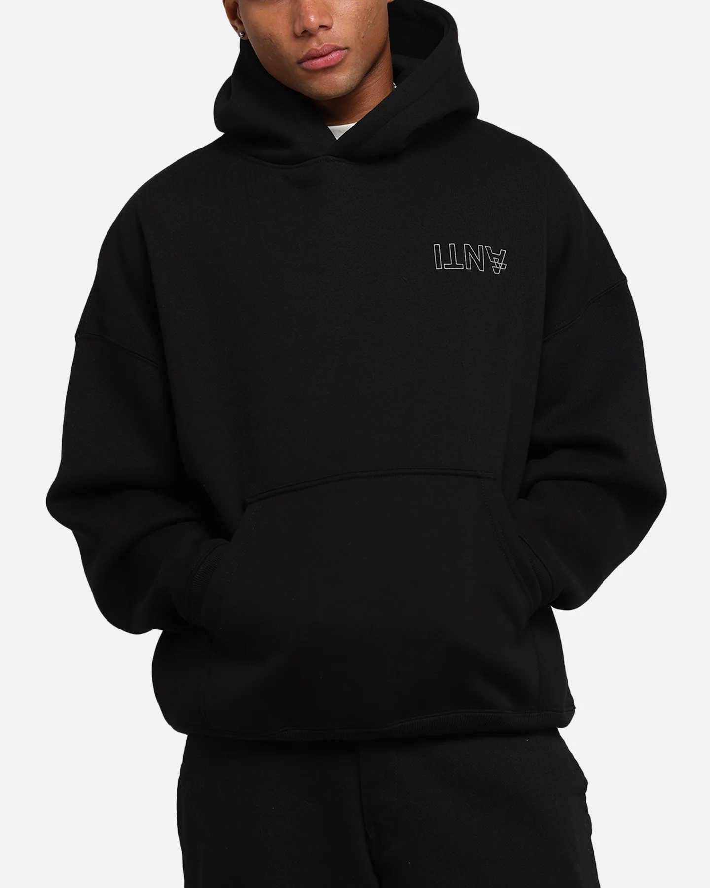 The Anti Order Azero Stencil Boxy Hoodie Black - Image 8