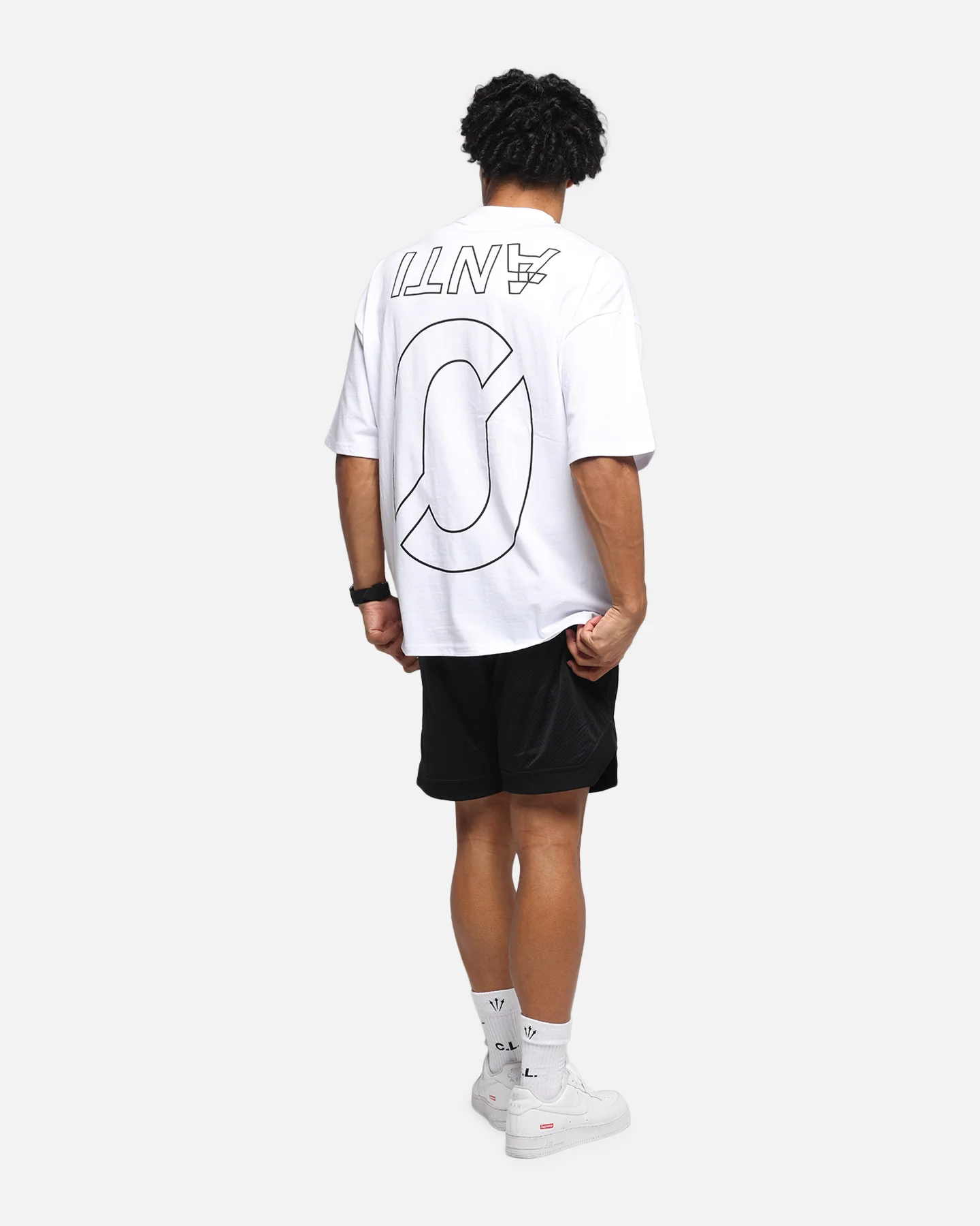 The Anti Order Azero Stencil Mock Neck T-Shirt White - Image 3