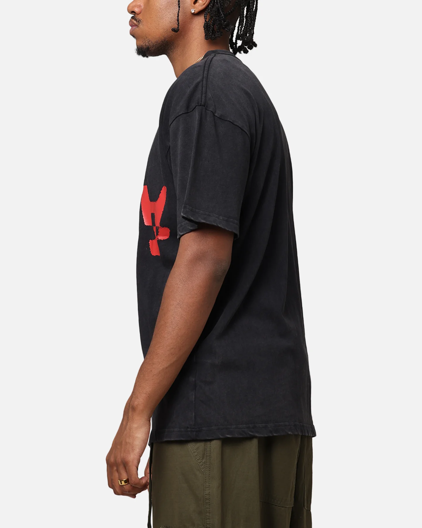 The Anti Order Echo Spray Drop Shoulder T-Shirt Black Acidwash - Image 4