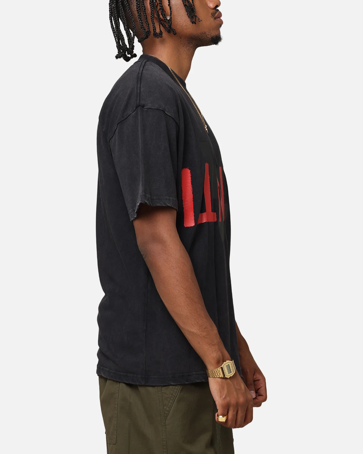 The Anti Order Echo Spray Drop Shoulder T-Shirt Black Acidwash - Image 5