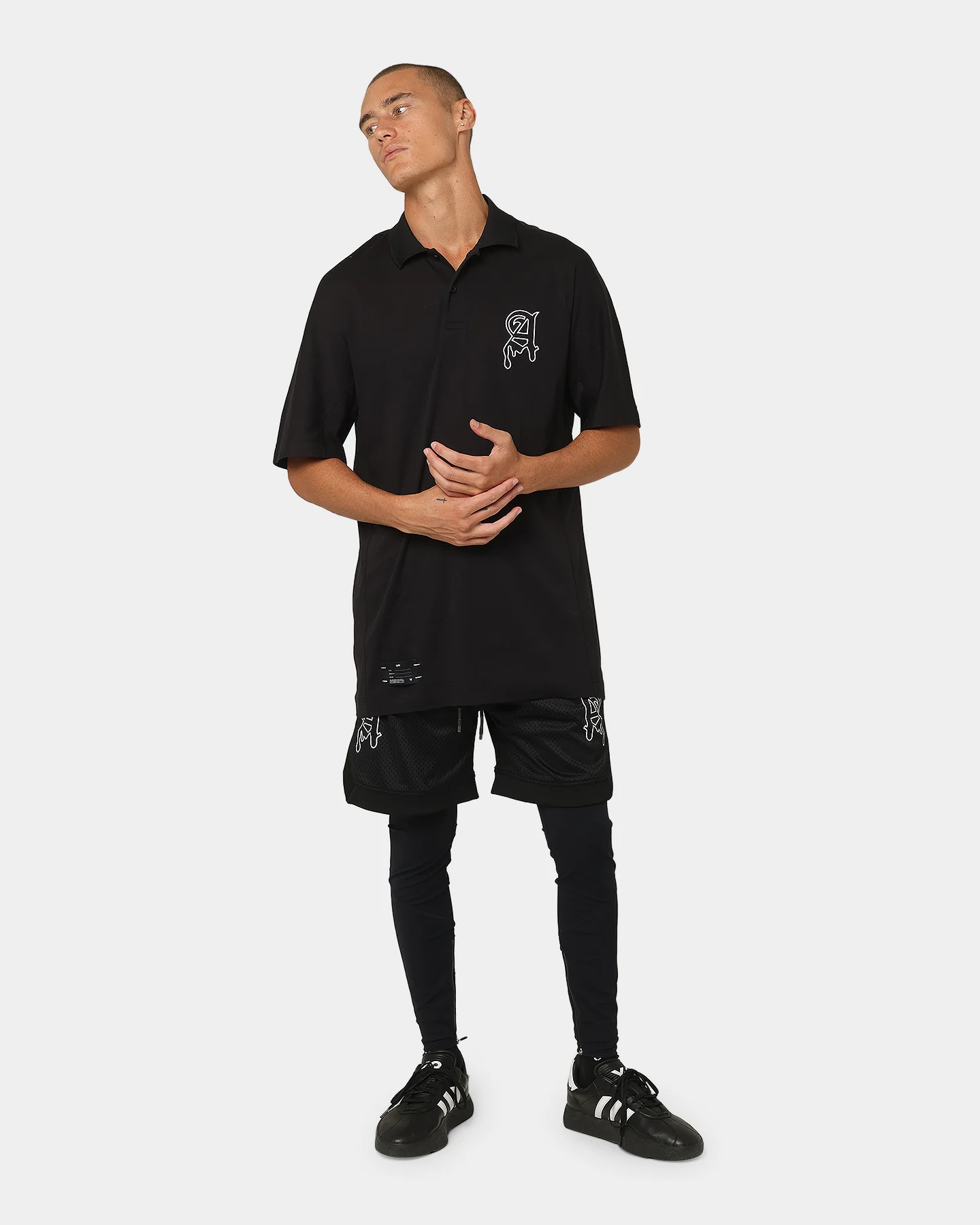 The Anti Order Military Oversized Polo Shirt Black/White - Image 2