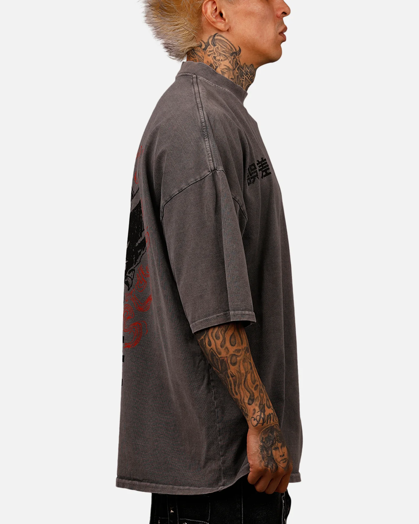 The Anti Order Oni Mockneck T-Shirt Washed Charcoal - Image 4