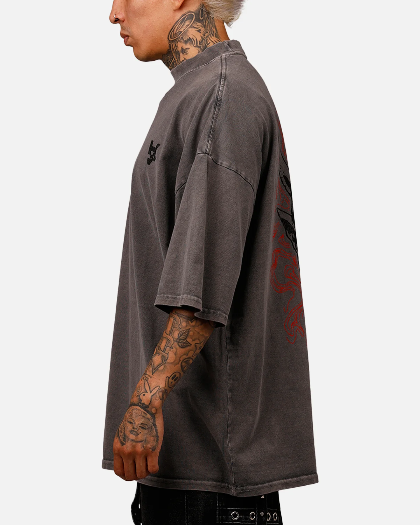 The Anti Order Oni Mockneck T-Shirt Washed Charcoal - Image 5