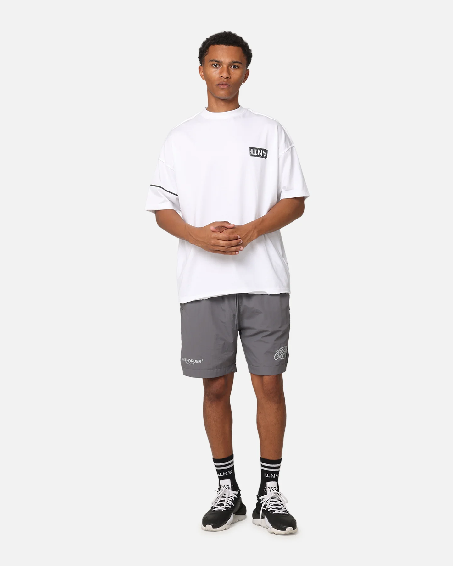 The Anti Order Track Club Nylon Shorts Grey/White - Image 2