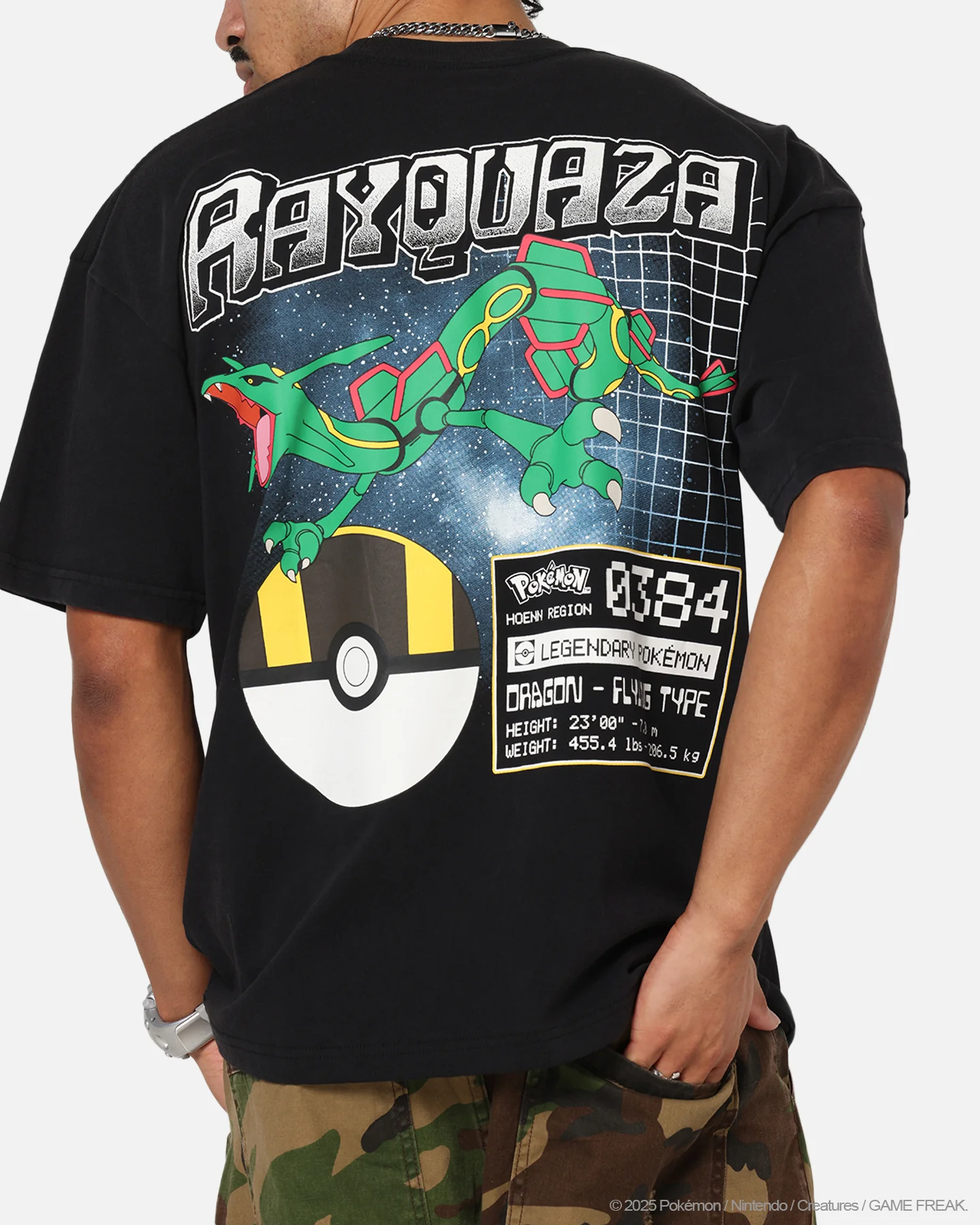 The Pokémon Collection By 73Studio Rayquaza Vintage T-Shirt Off Black - Image 8