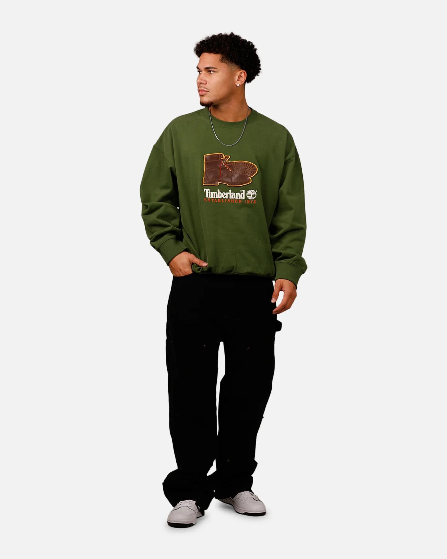 Timberland Badge Crewneck Forest Green - Image 3