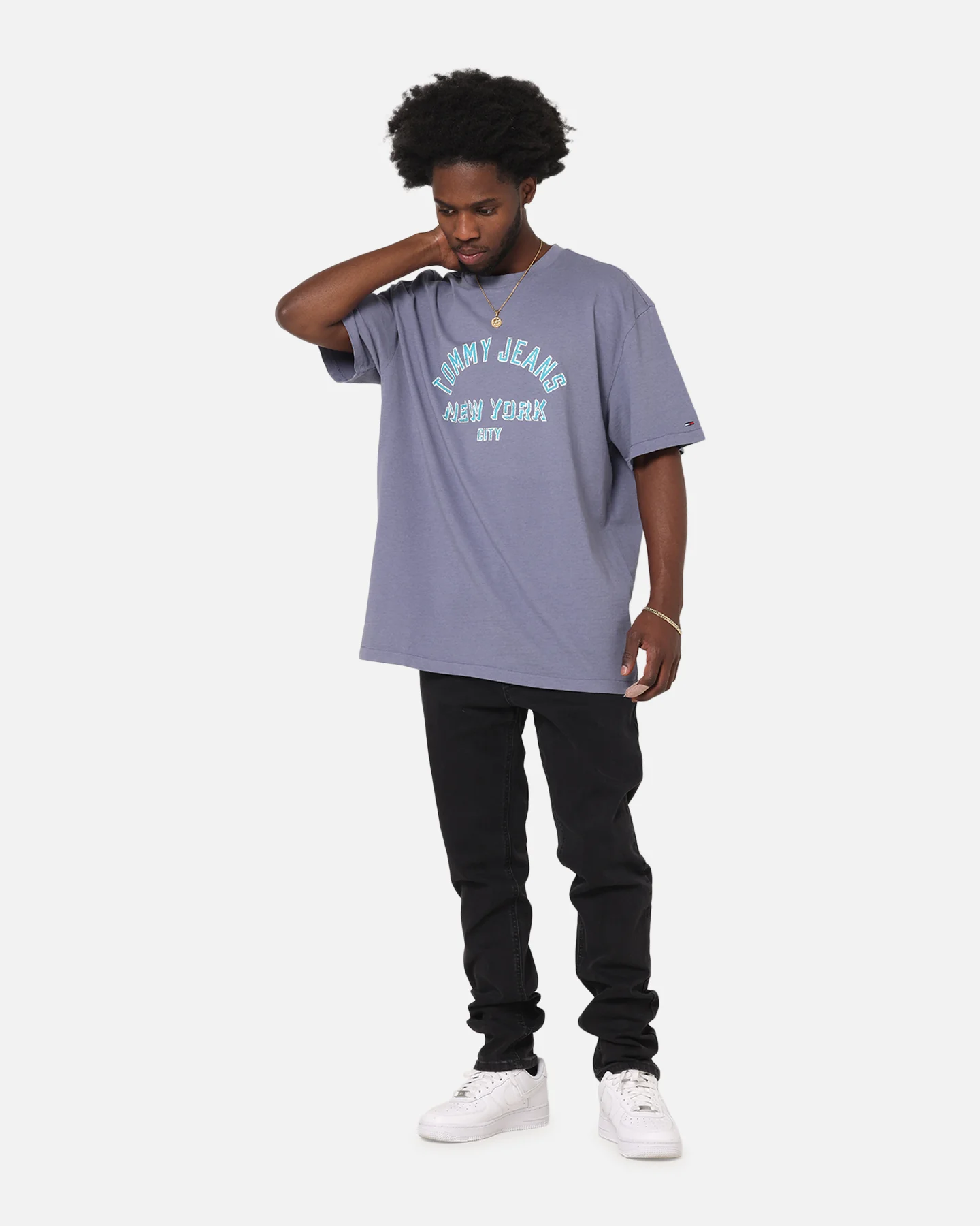 Tommy Jeans Relax Overdyed Varsity T-Shirt Washed Blue - Image 2