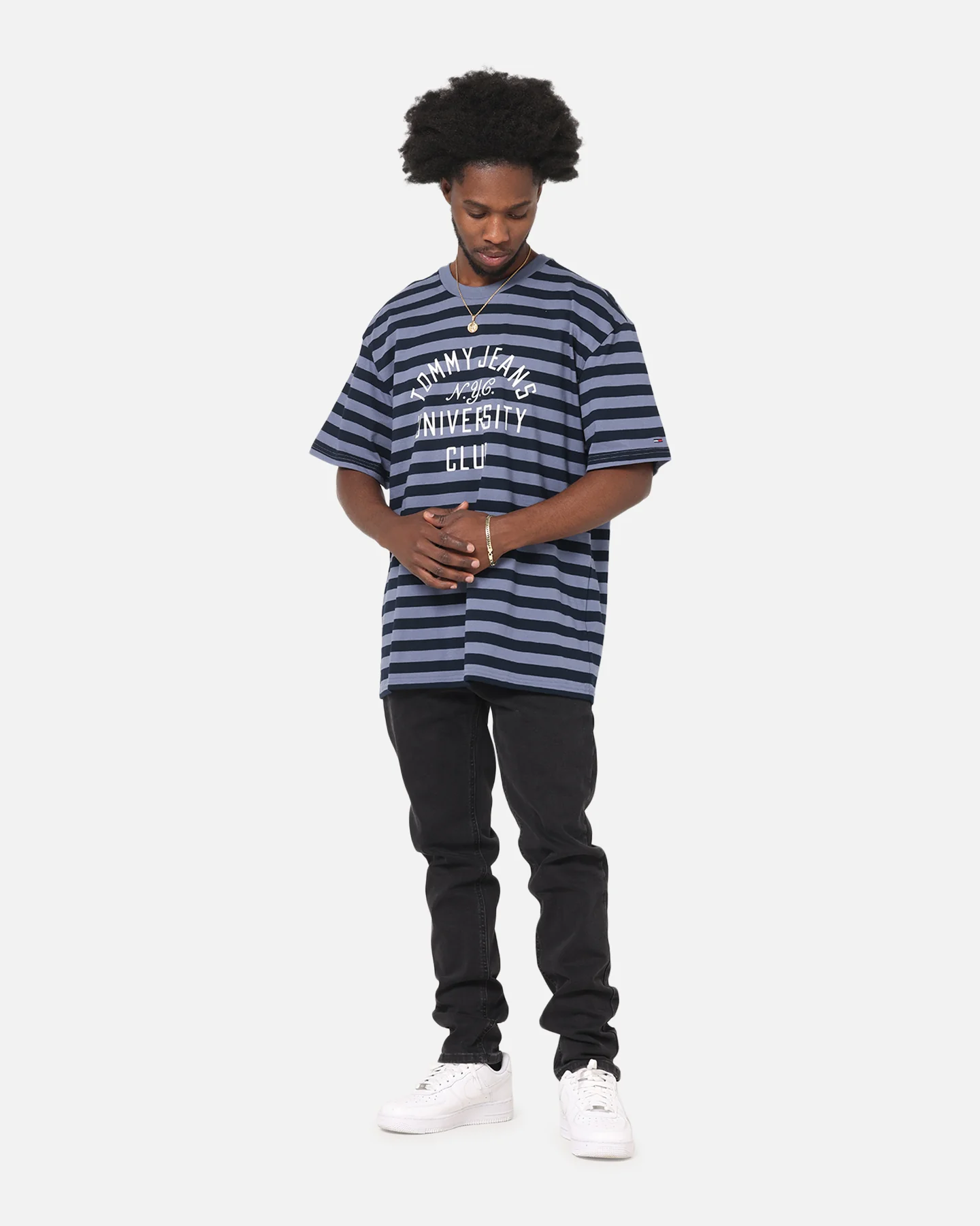Tommy Jeans Relax Stripe Graphic T-Shirt Dark Night Navy - Image 2