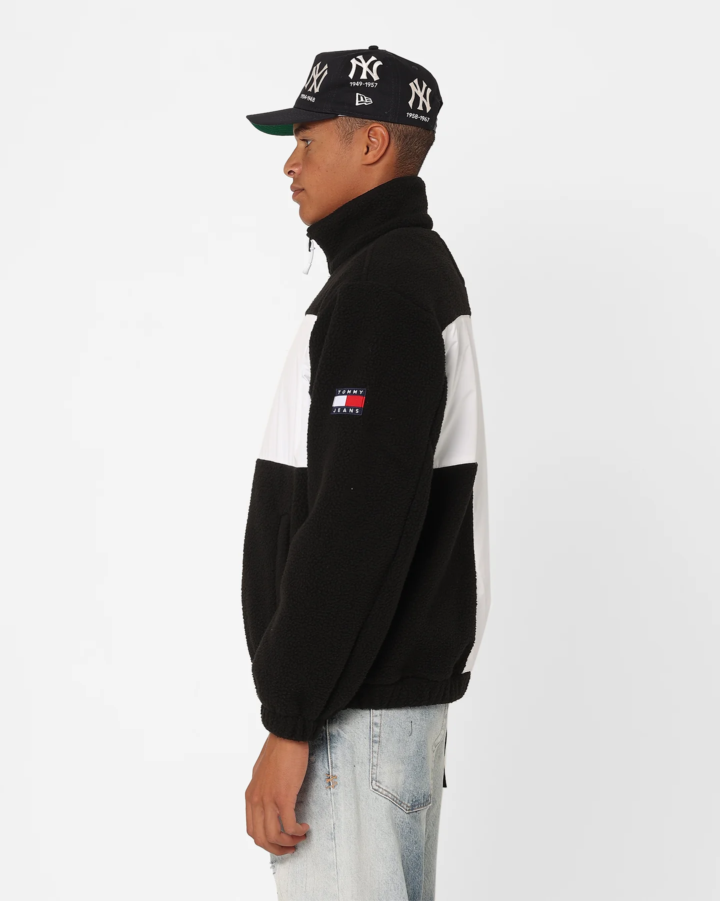 Tommy Jeans Relaxed Fabric Mix Fleece Jacket Black/Multi - Image 7
