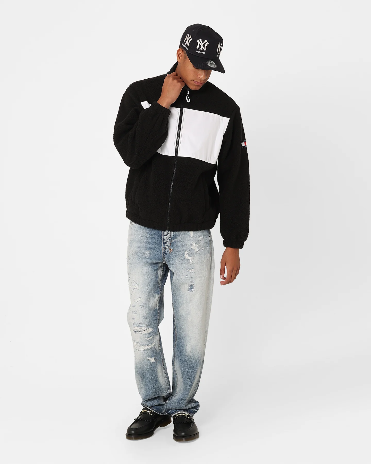 Tommy Jeans Relaxed Fabric Mix Fleece Jacket Black/Multi - Image 8