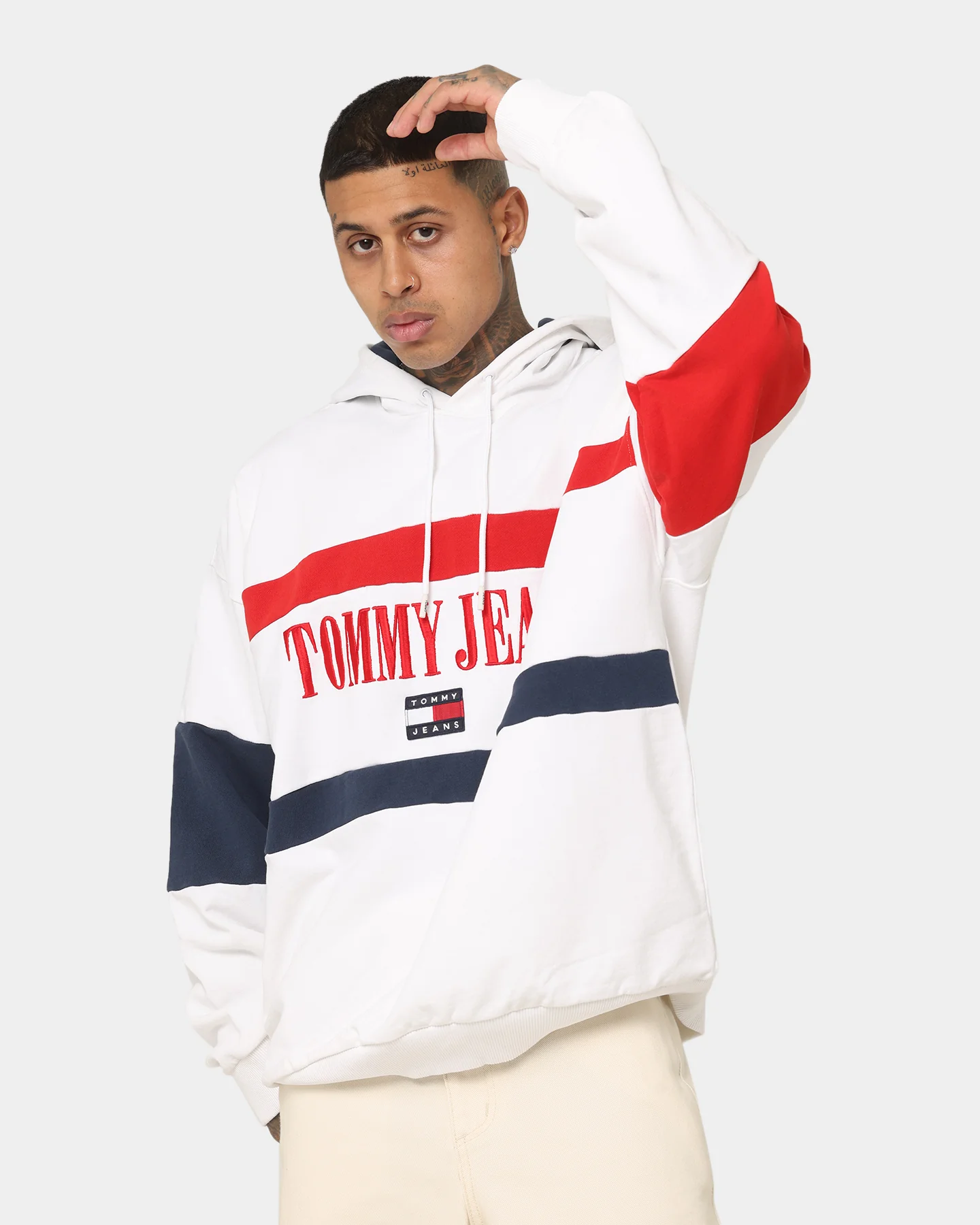 Tommy Jeans Skater Archive Block Hoodie White - Image 6