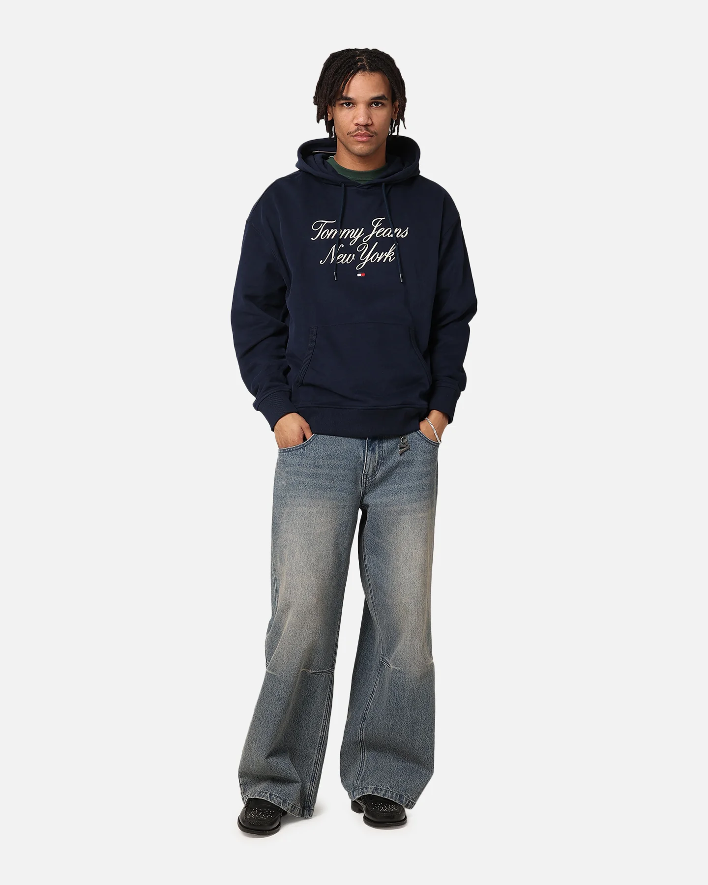 Tommy Jeans TJM Luxe Serif Relax Hoodie Dark Night Navy - Image 3