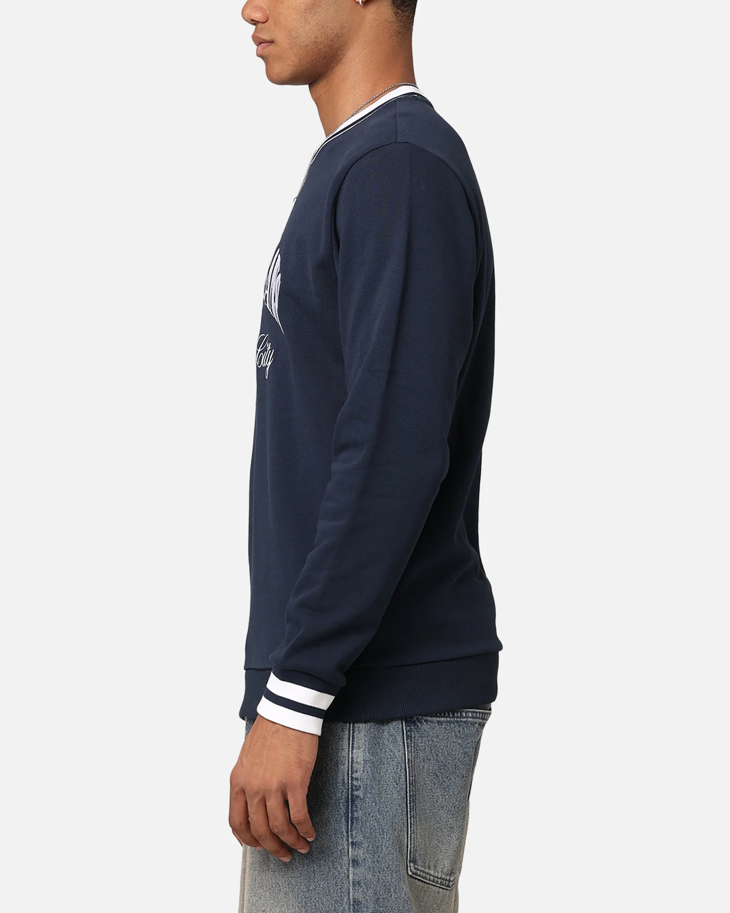 Tommy Jeans TJM Reg Tipping Varsity Crewneck Dark Night Navy - Image 5