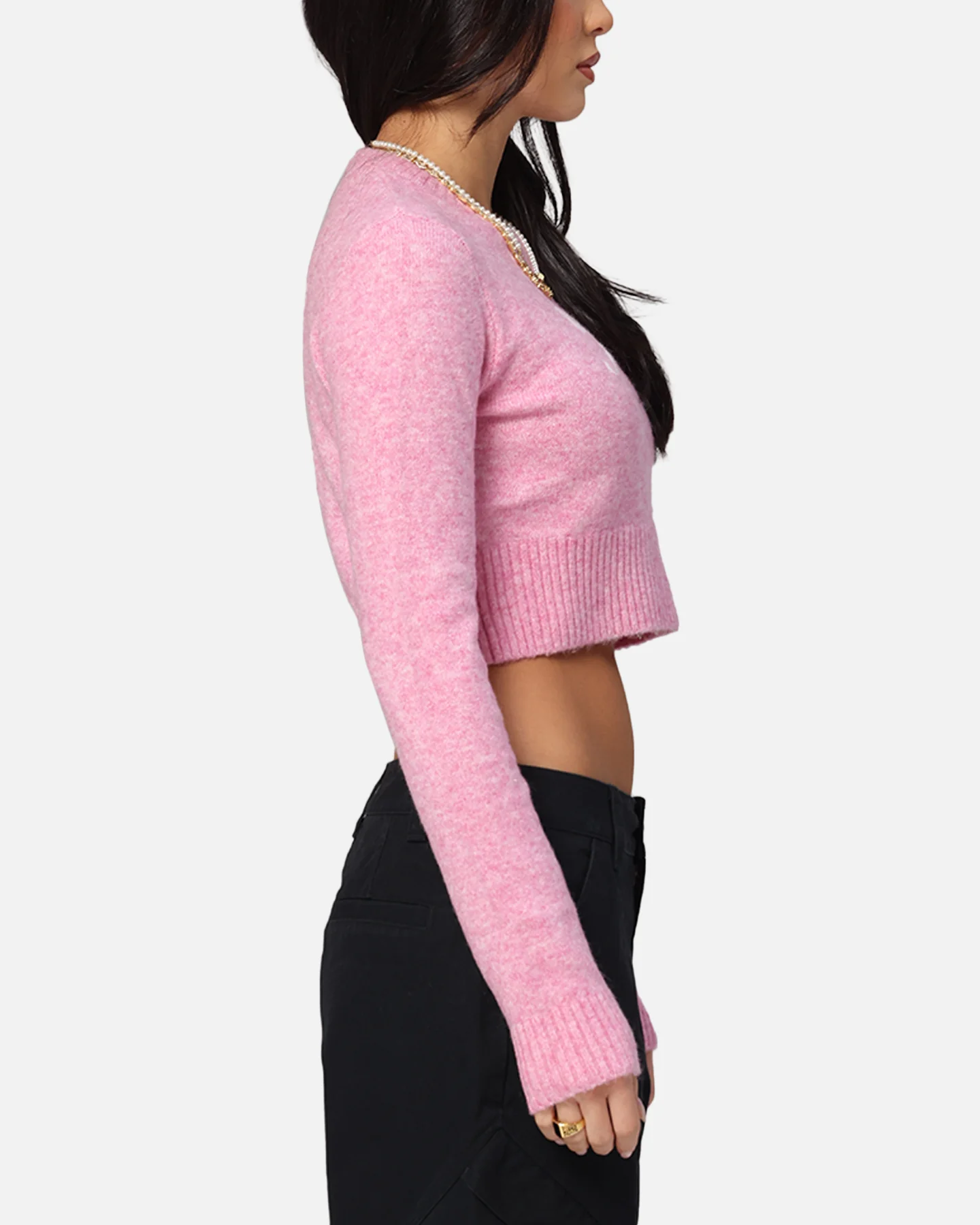 Tommy Jeans Women's Crop Script Sweater Pink - Image 4