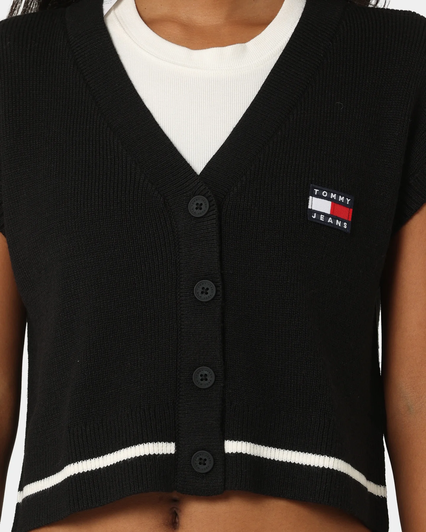 Tommy Jeans Women's TJW Badge Cardigan Vest Black - Image 3