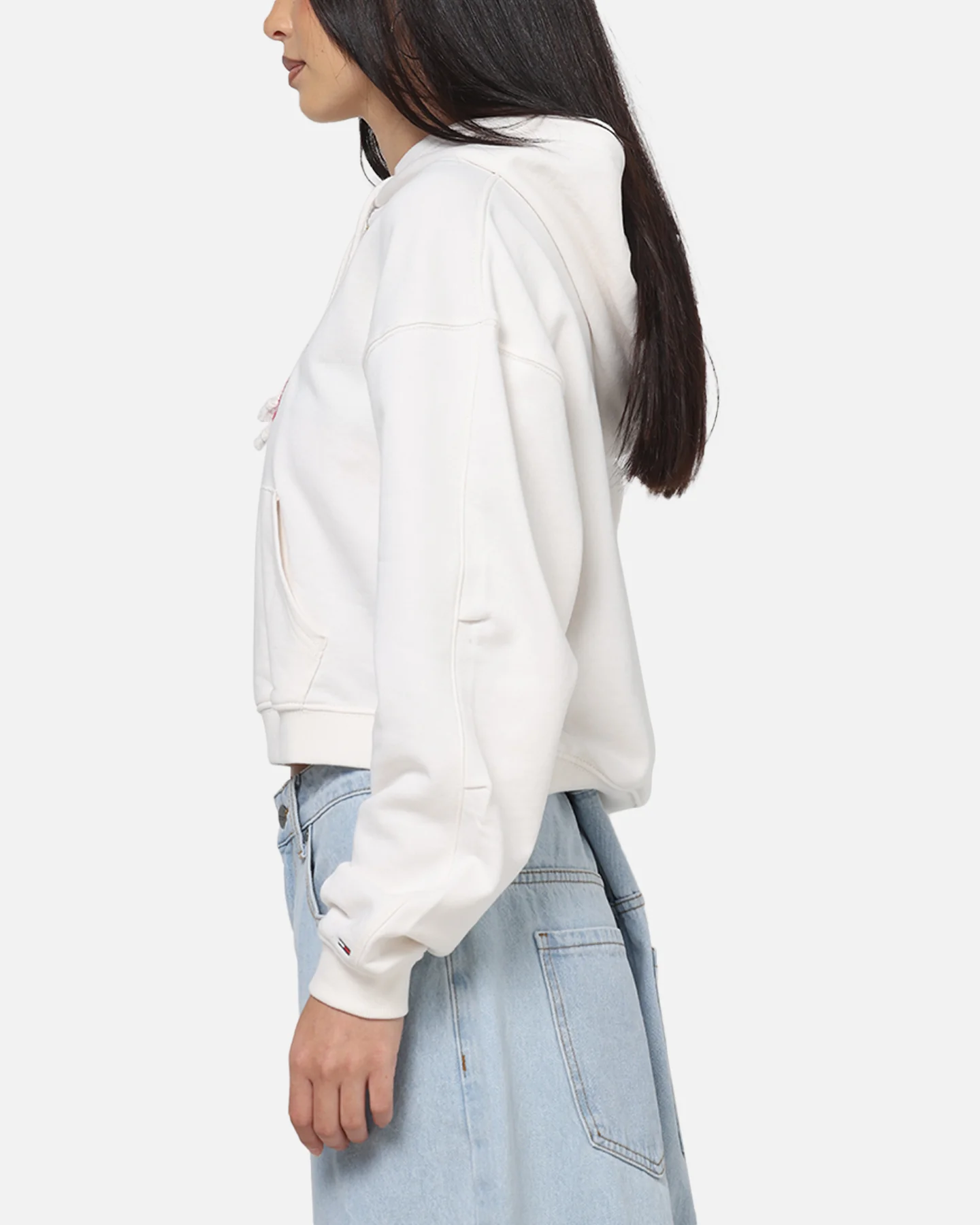 Tommy Jeans Women's TJW Boxy Crop Varsity Hoodie White - Image 5