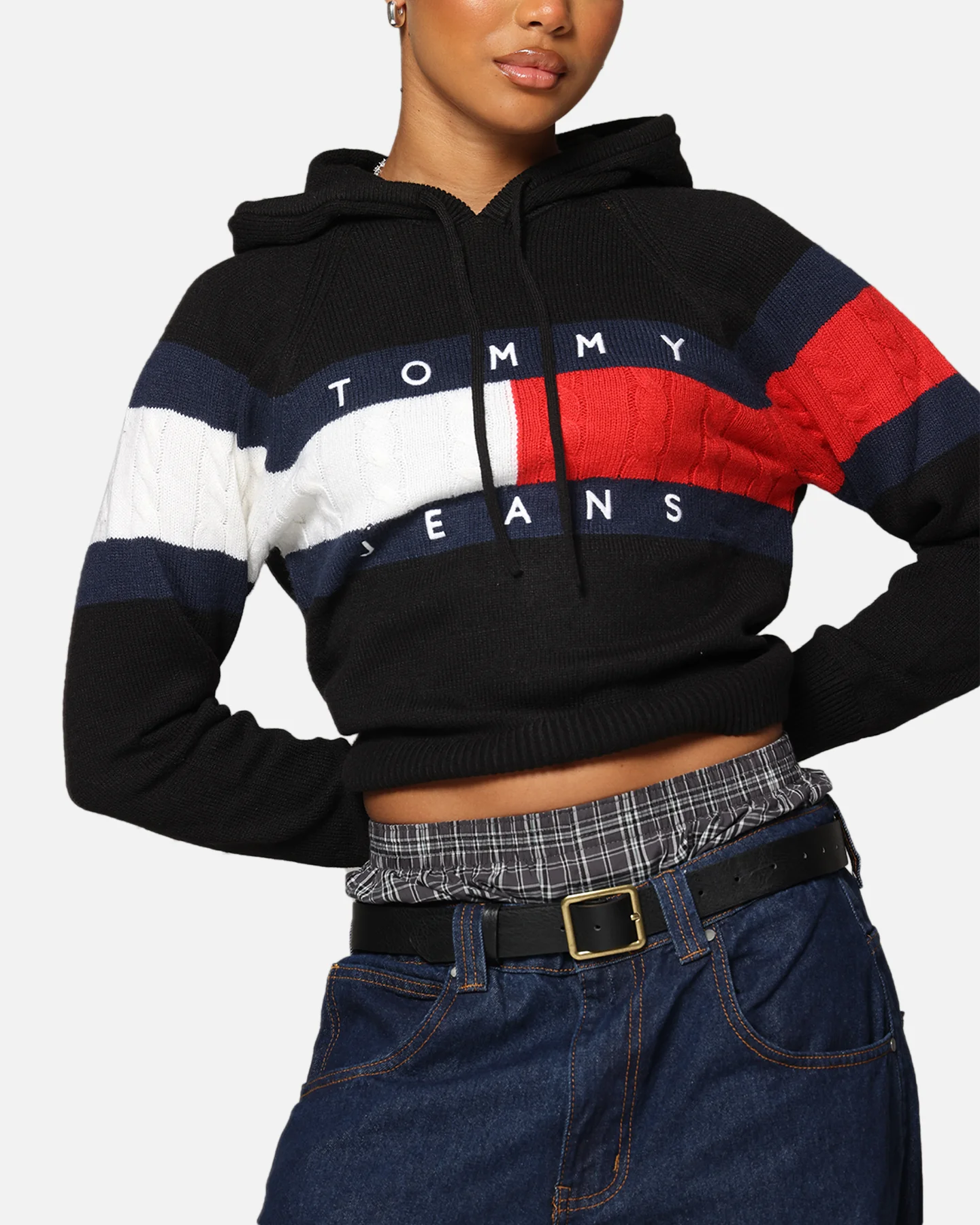 Tommy Jeans Women's TJW Center Flag Hoodie Sweater Black - Image 6