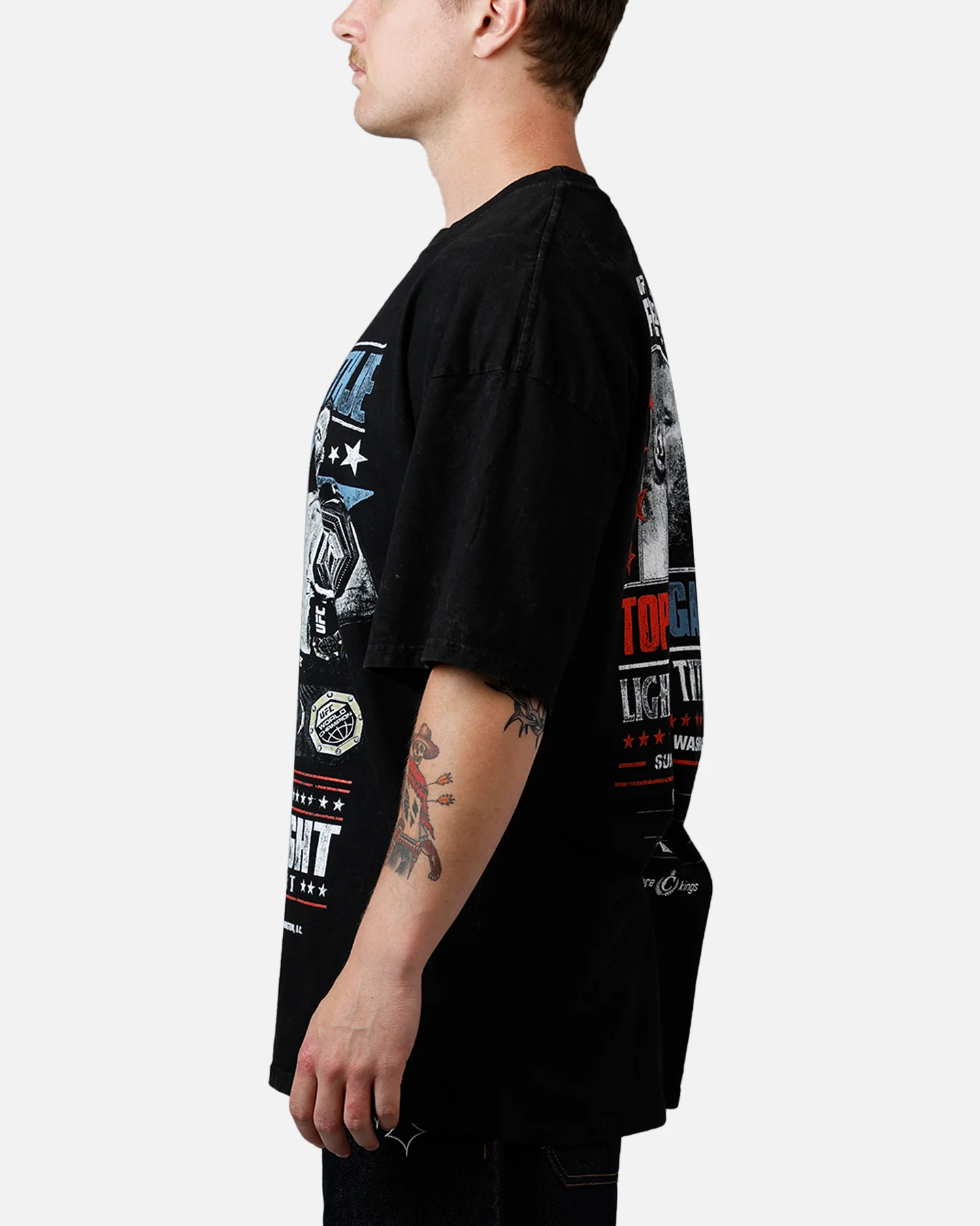 UFC By Culture Kings UFC 250 Topuria Vs Gaethje T-Shirt Black Acidwash - Image 5