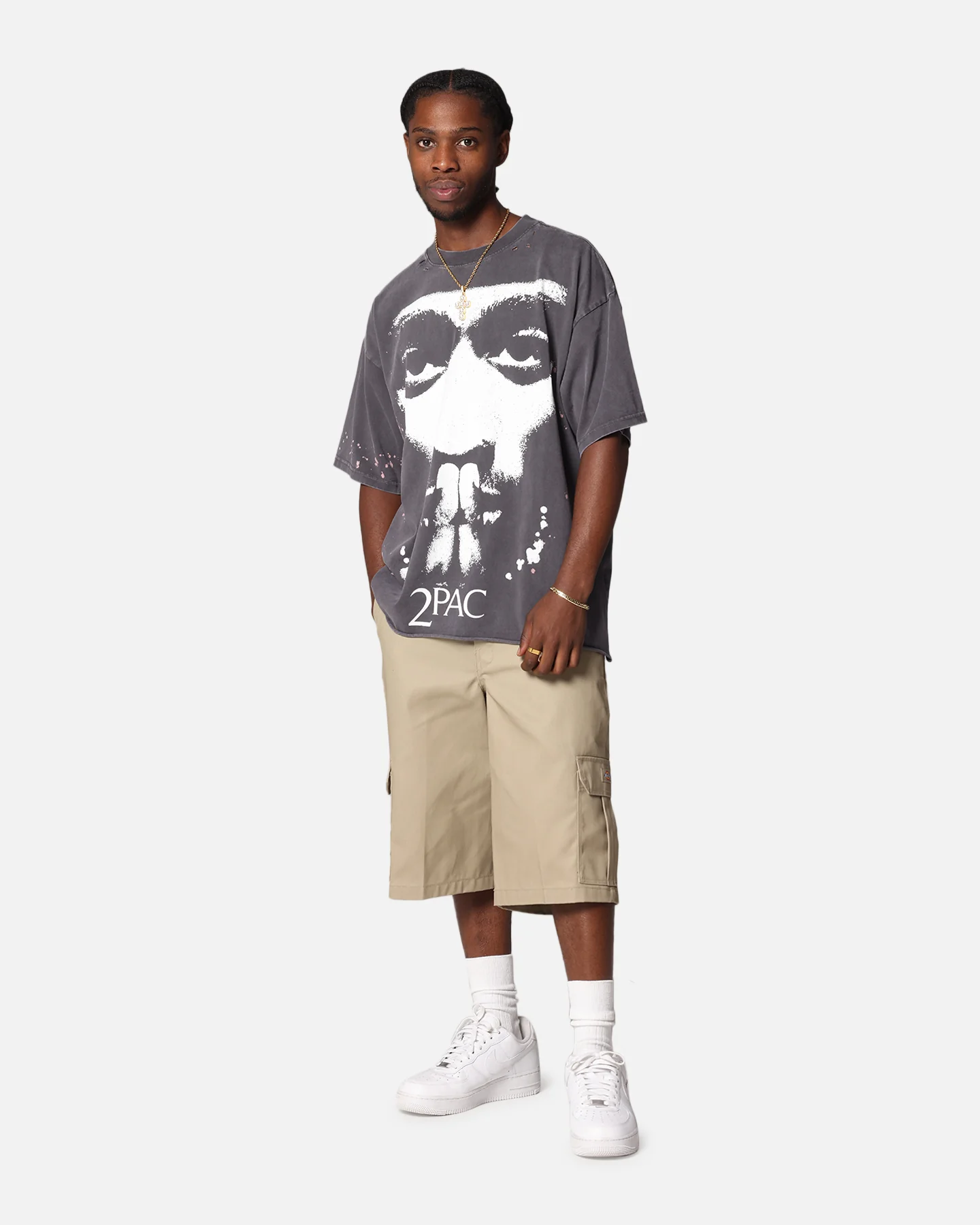 Tupac Blessed T-Shirt Washed Black - Image 2