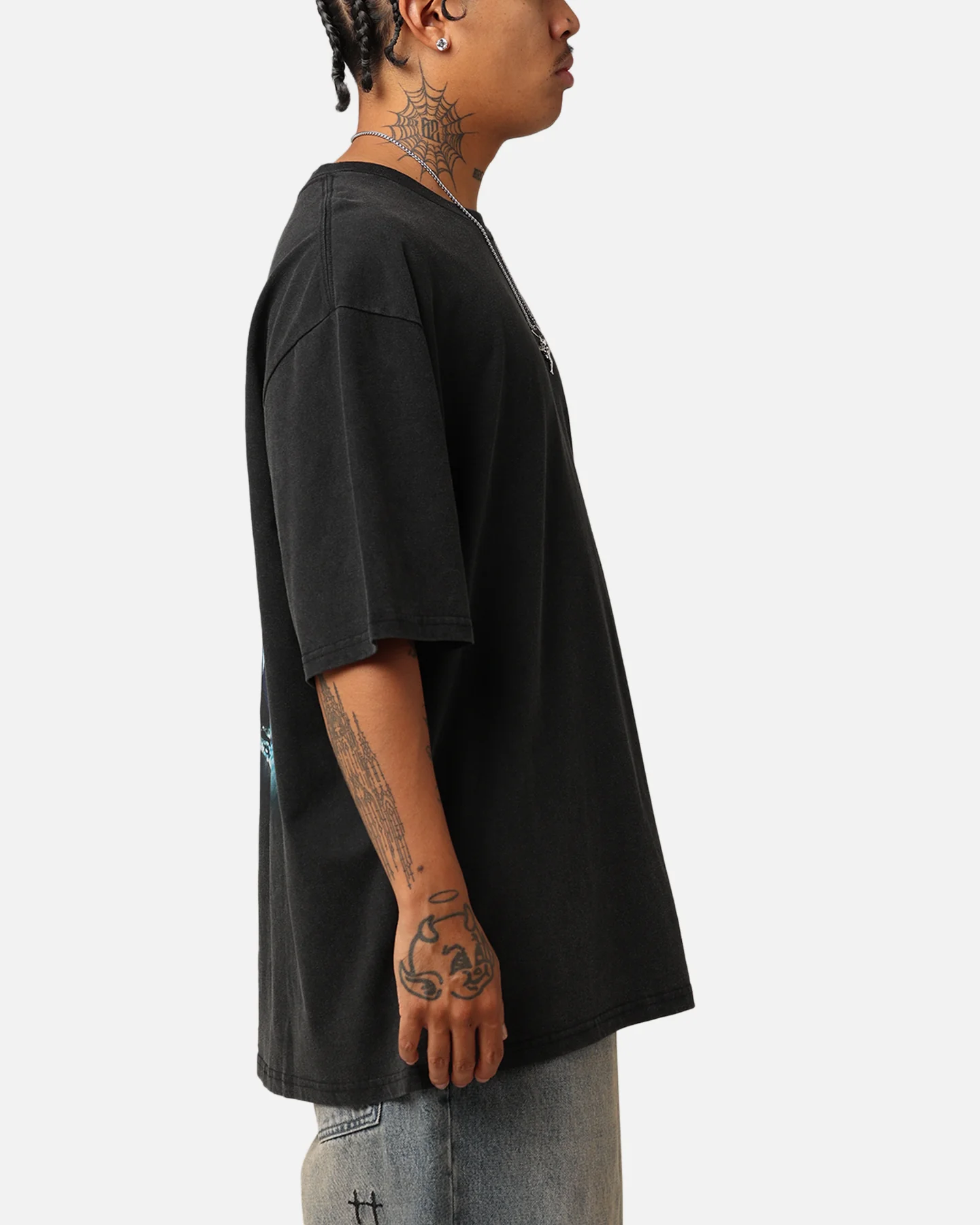 Tupac Blue Smoke T-Shirt Washed Black - Image 5